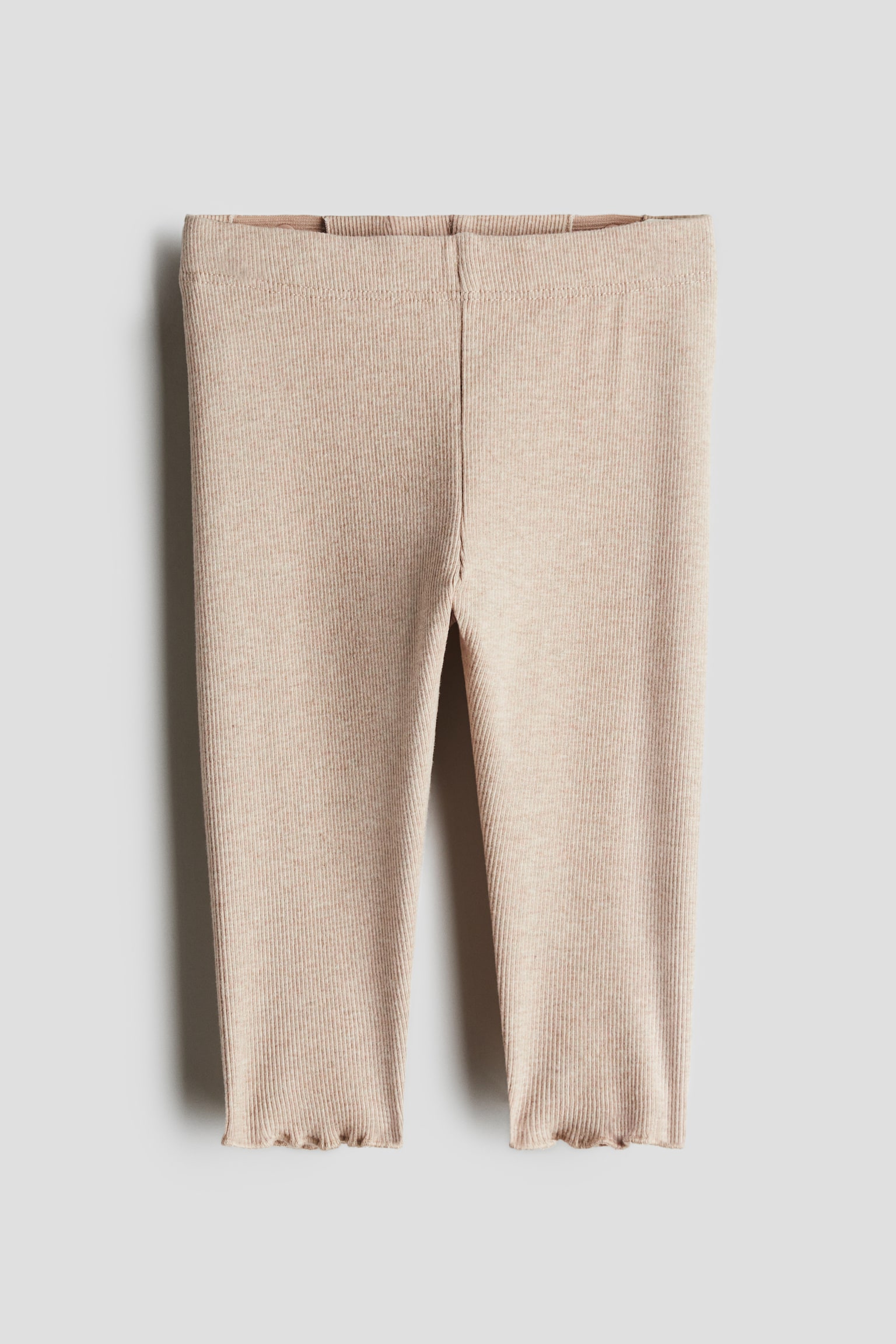 Детские леггинсы H&M Ribbed Cotton, цвет: Бежевый меланжевый — фото 1