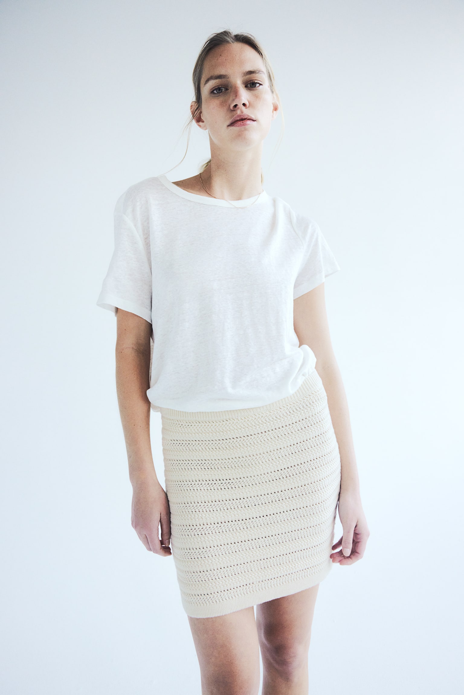 Crochet-look skirt - Light beige - 2