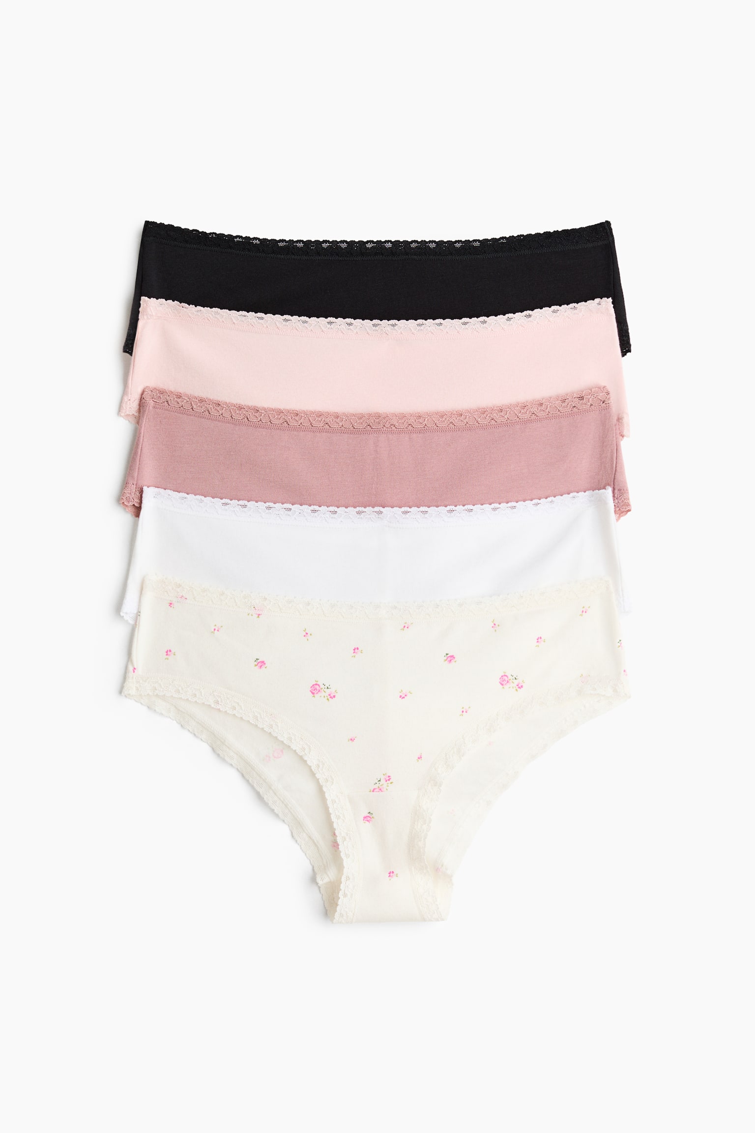 5-pack cotton hipster briefs - Light pink/Cream floral/Dark blue/Light blue floral/Black