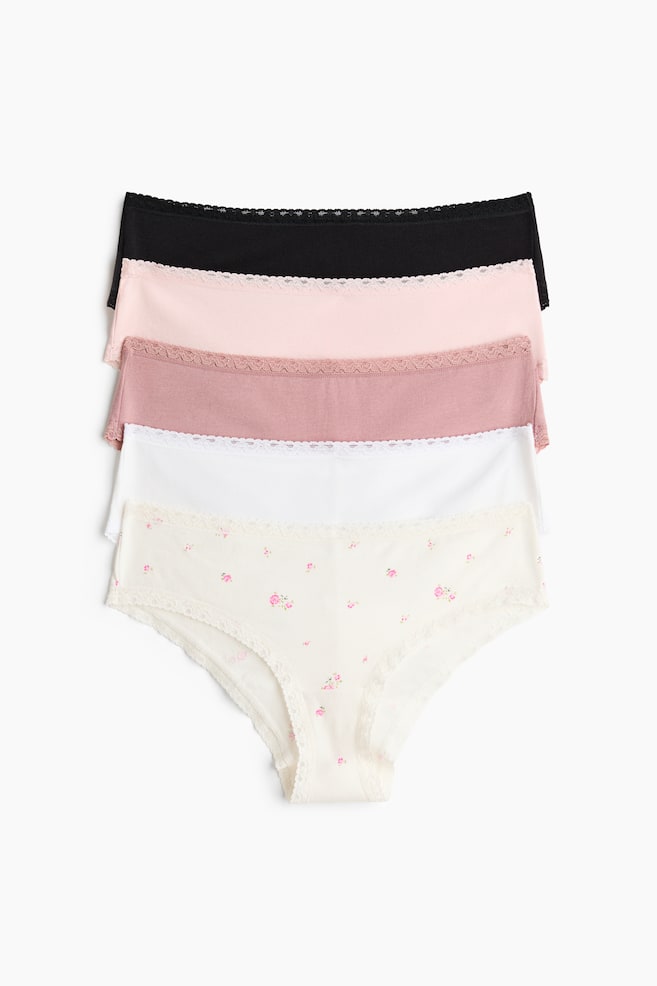 5-pack cotton hipster briefs - Light pink/Cream floral/Powder pink/Cream striped/Black/Light green/White/Black - 1