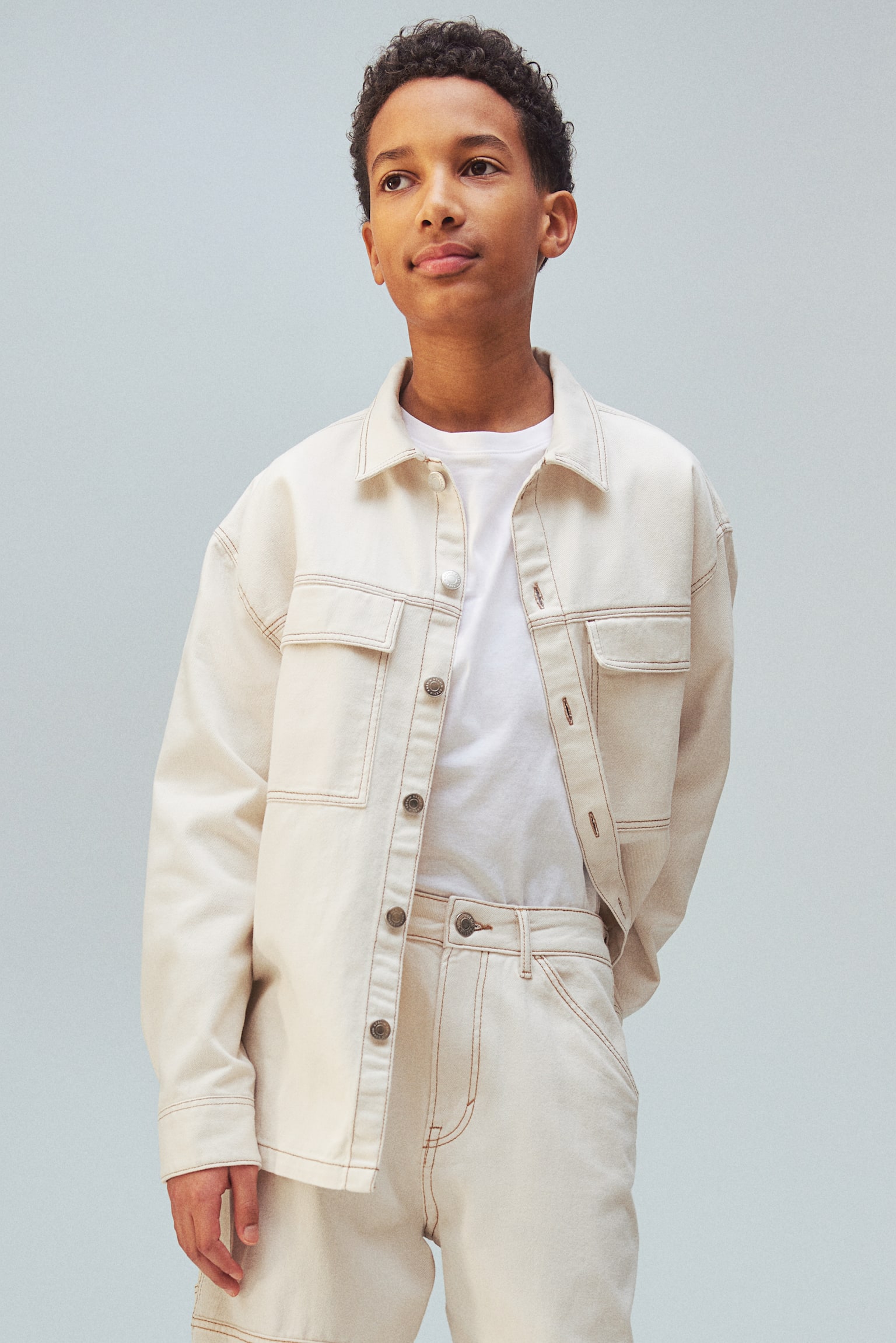 Cotton Twill Overshirt - Natural white - 5