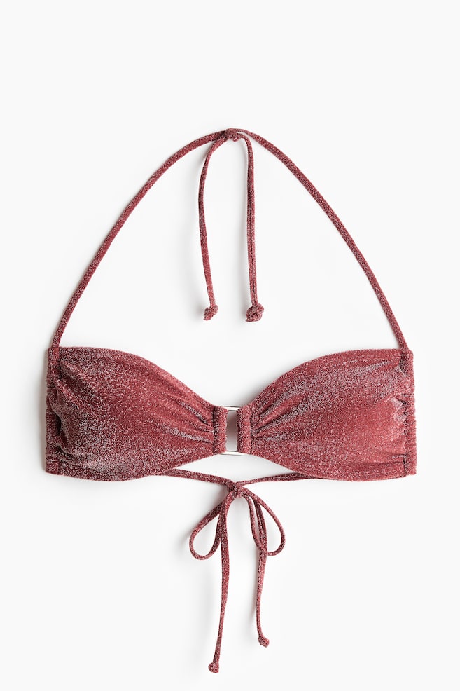 Padded Bikini Top - Dark red/Dark coral pink/striped/Light purple - 1
