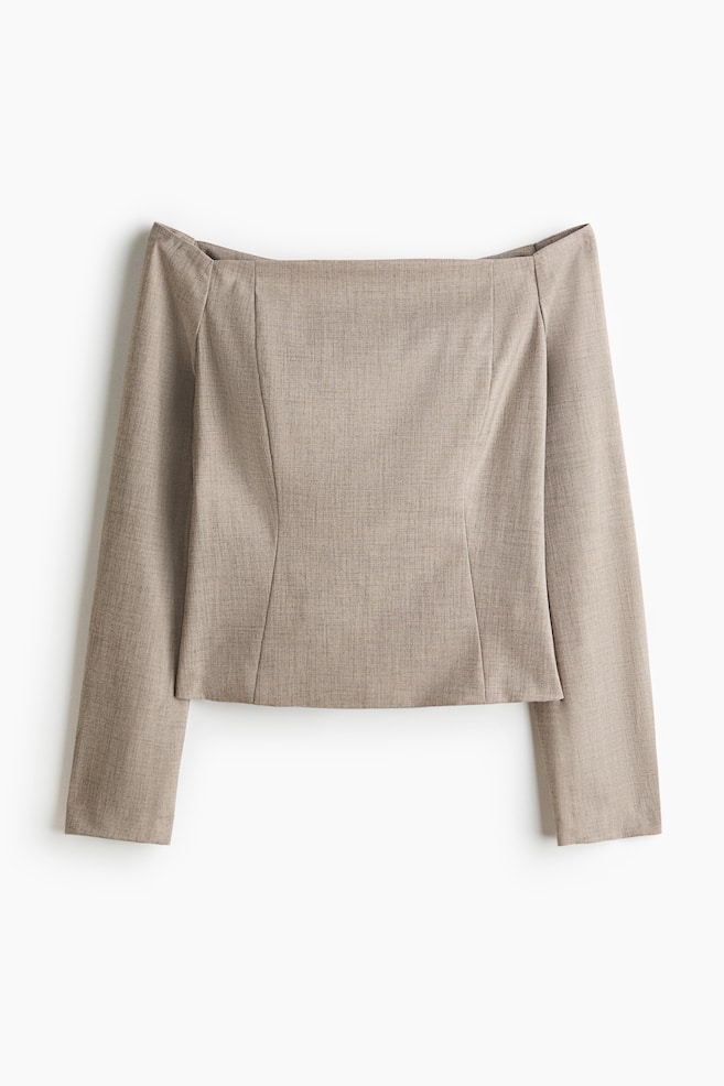 Off-the-Shoulder Top - Light dusty gray - 1
