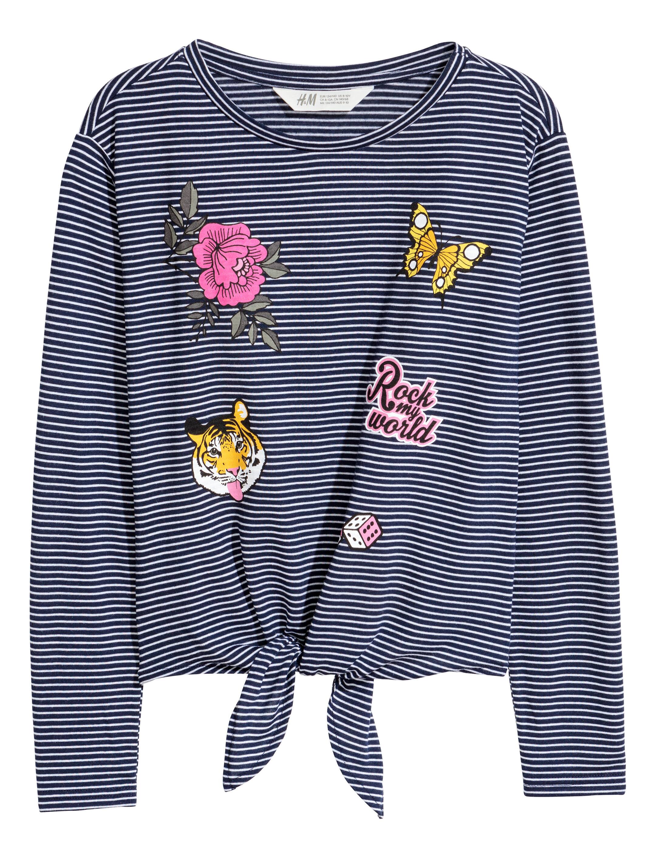 Näytä suurempi kuva: Printtitrikoopusero - Musta/Raidallinen - Kids | H&M FI 1