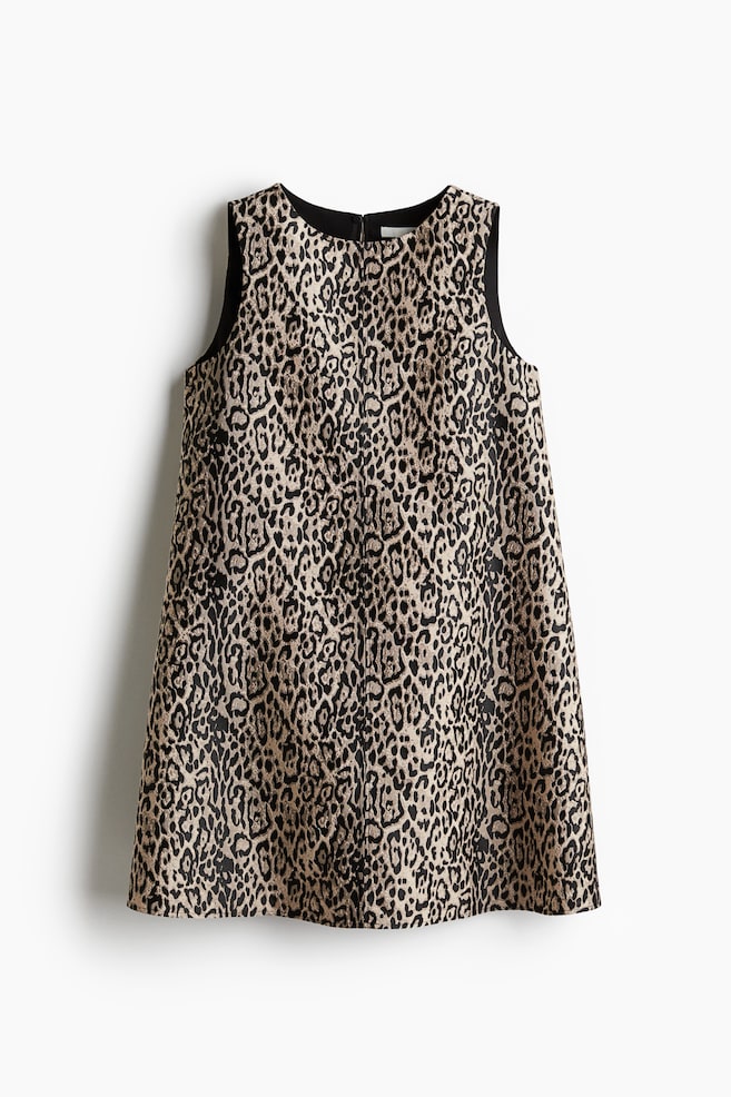 Jacquard-weave shift dress - Black/Leopard print - 1
