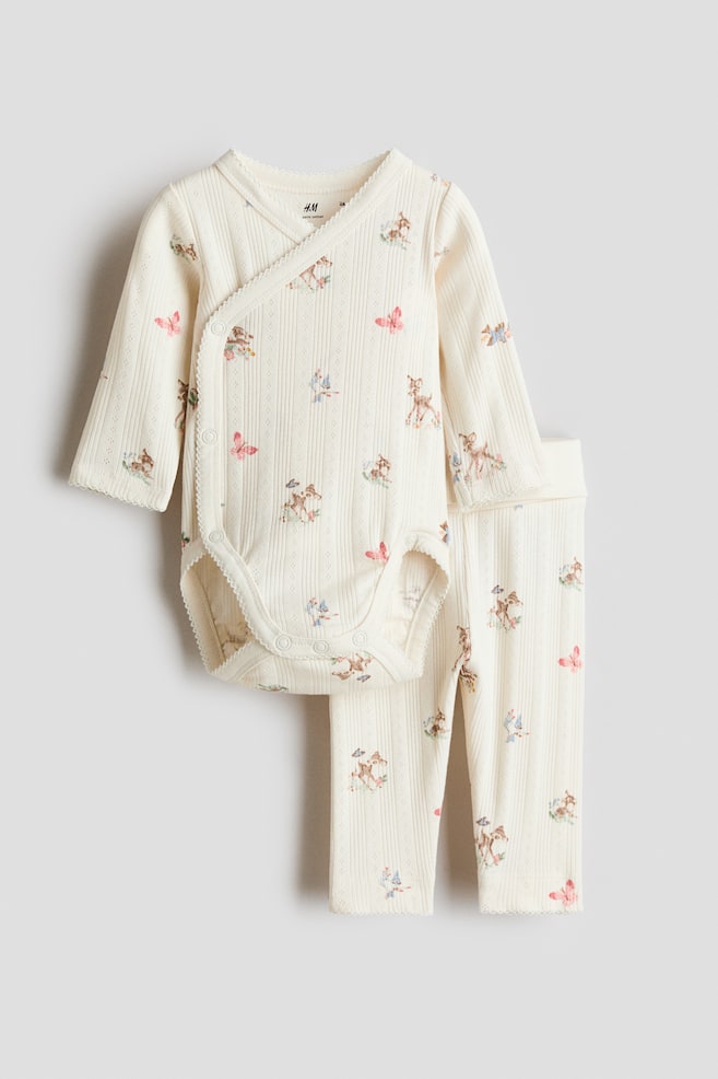 Conjunto de 2 piezas en algodón con diseño - Beige claro/Bambi - 1