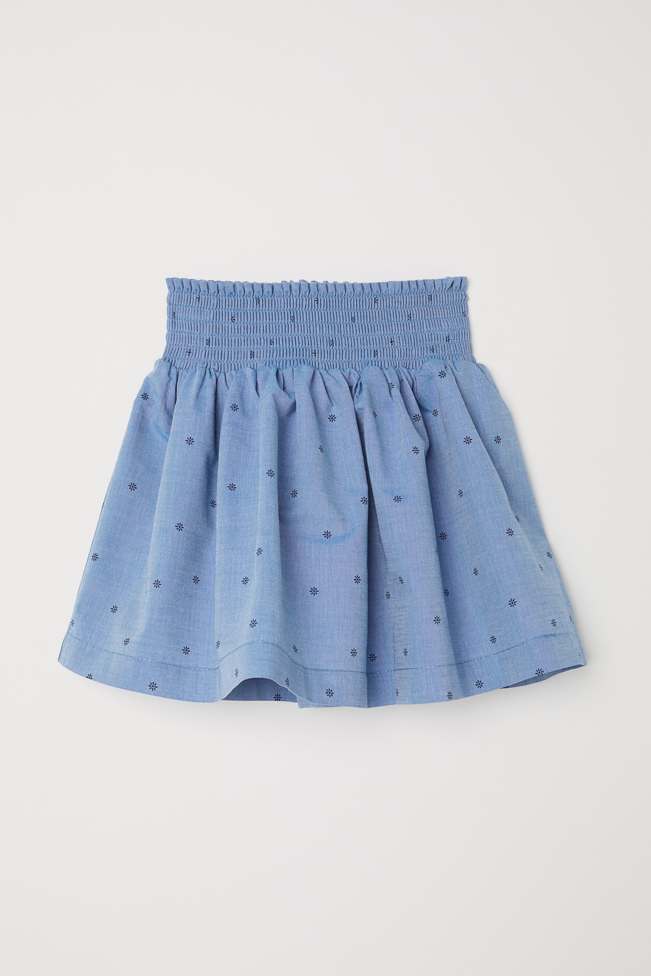 Grotere afbeelding bekijken: Katoenen rok met smokwerk - Blauw/dessin - KINDEREN | H&M NL 1