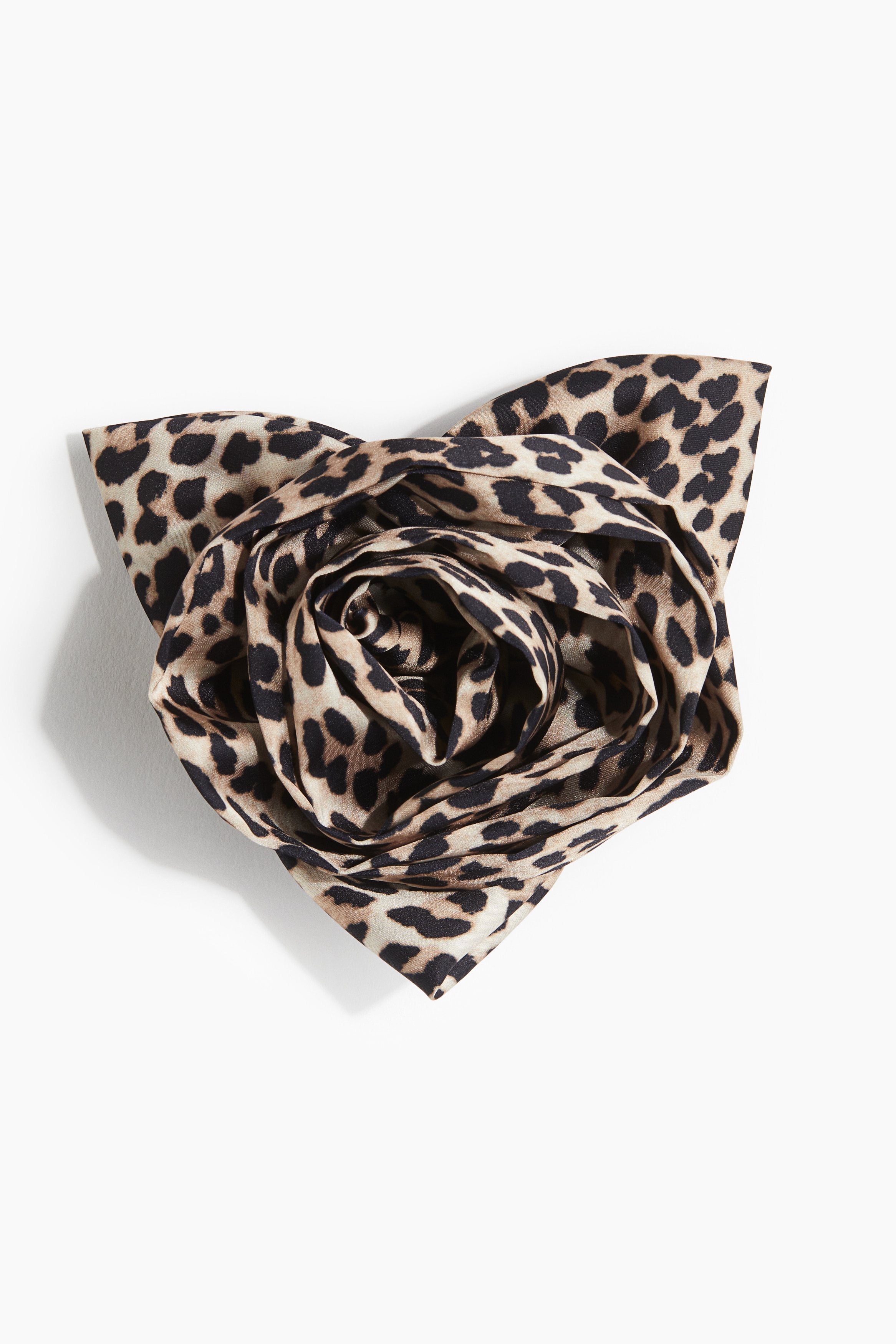 Flower-Shaped Hair Clip - Beige/leopard print/Black