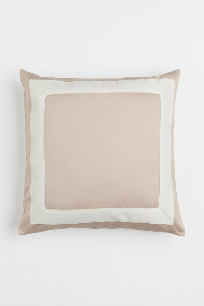 Cotton twill cushion cover - Light beige/White - 1
