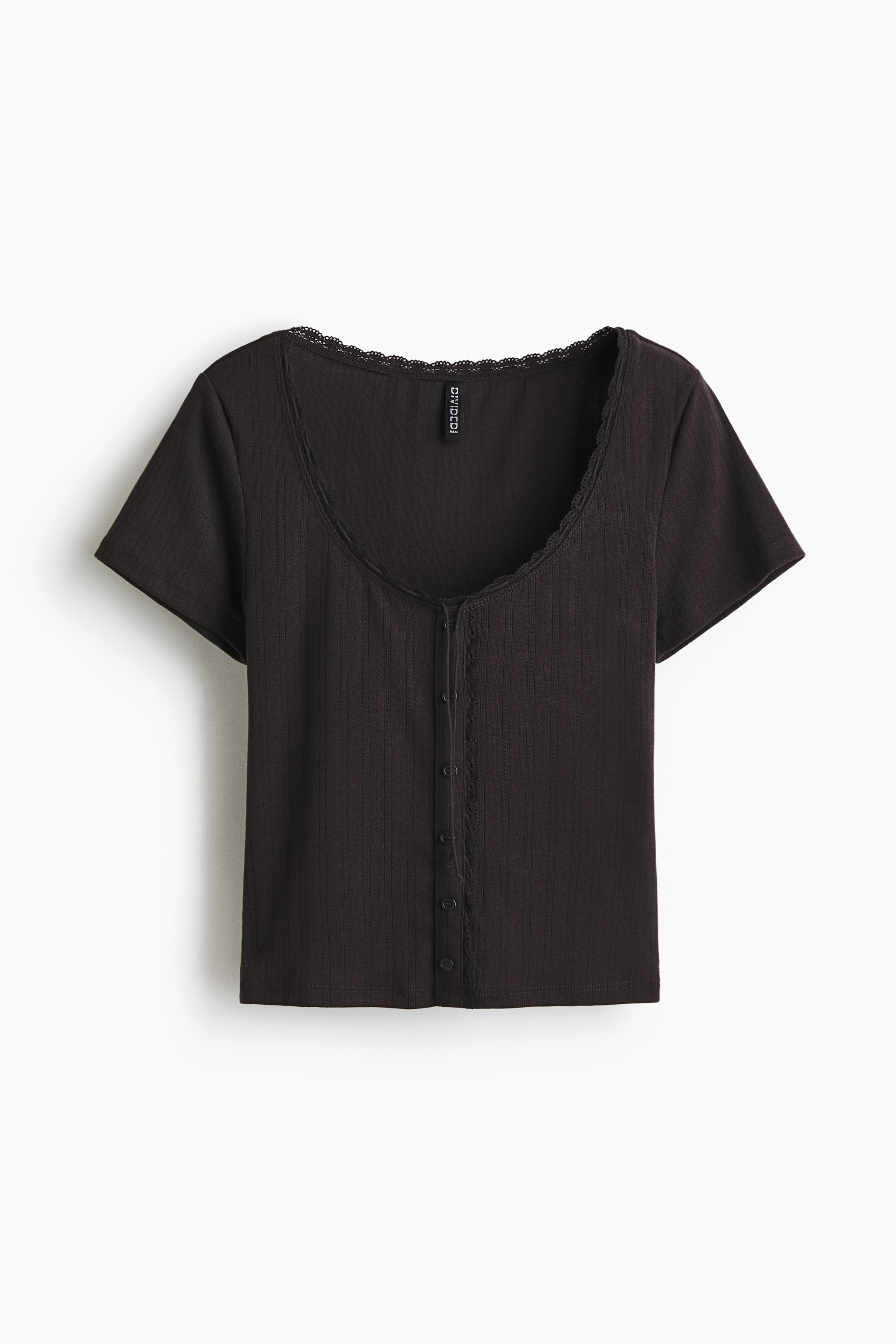 View larger image: Lace-trimmed top - Dark grey - Ladies | H&M IN 4