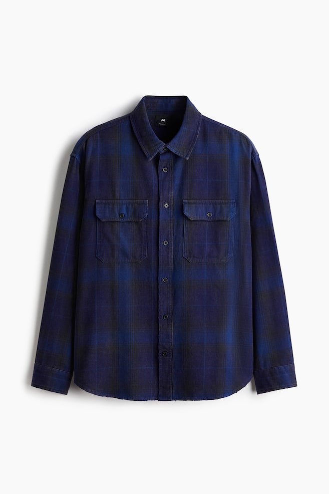 Relaxed-Fit Printed Shirt - Dark blue/plaid - 1