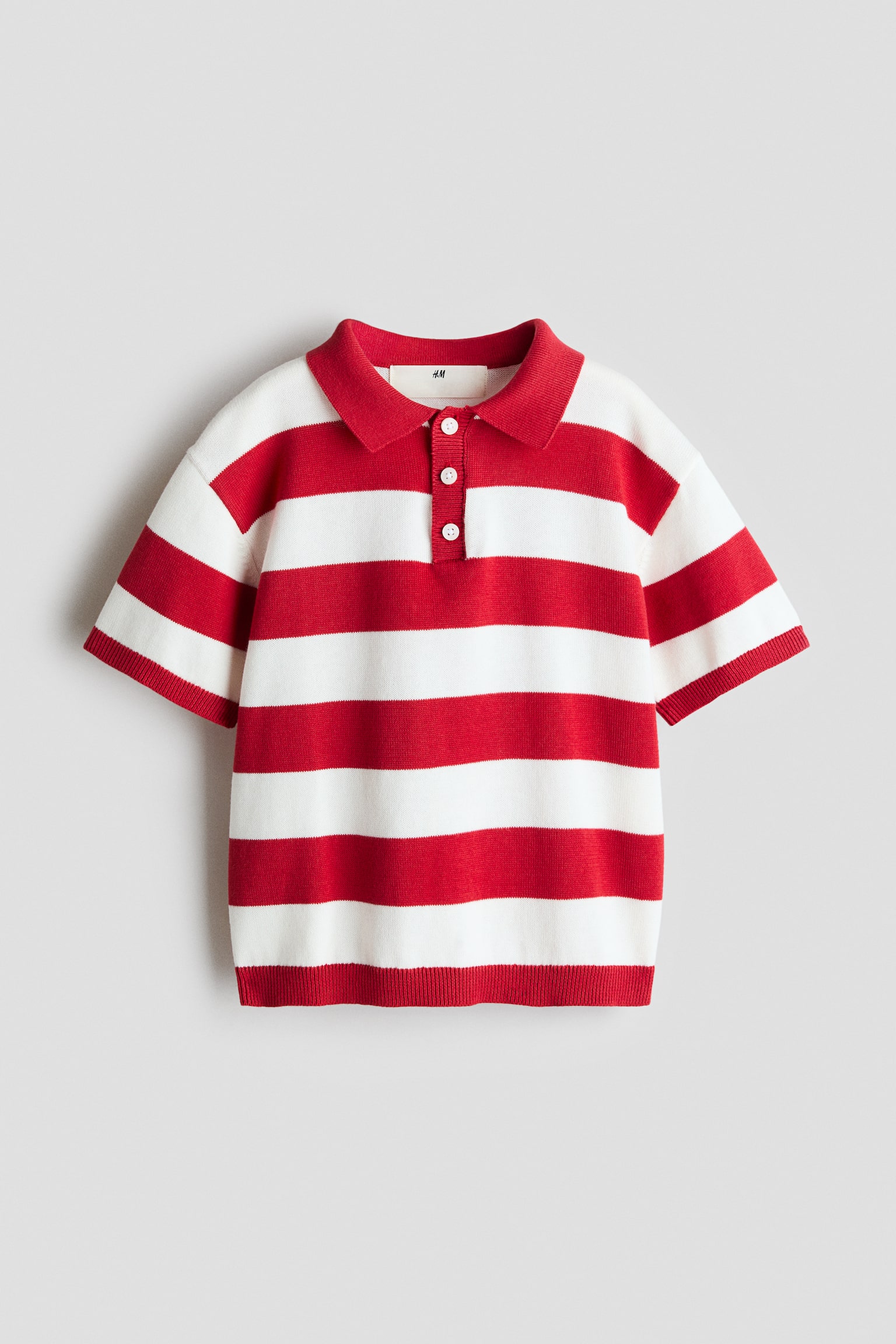 Cotton-knit polo shirt - White/Red striped/Ivory/Navy blue/Light khaki green/Cream/Light dusty blue