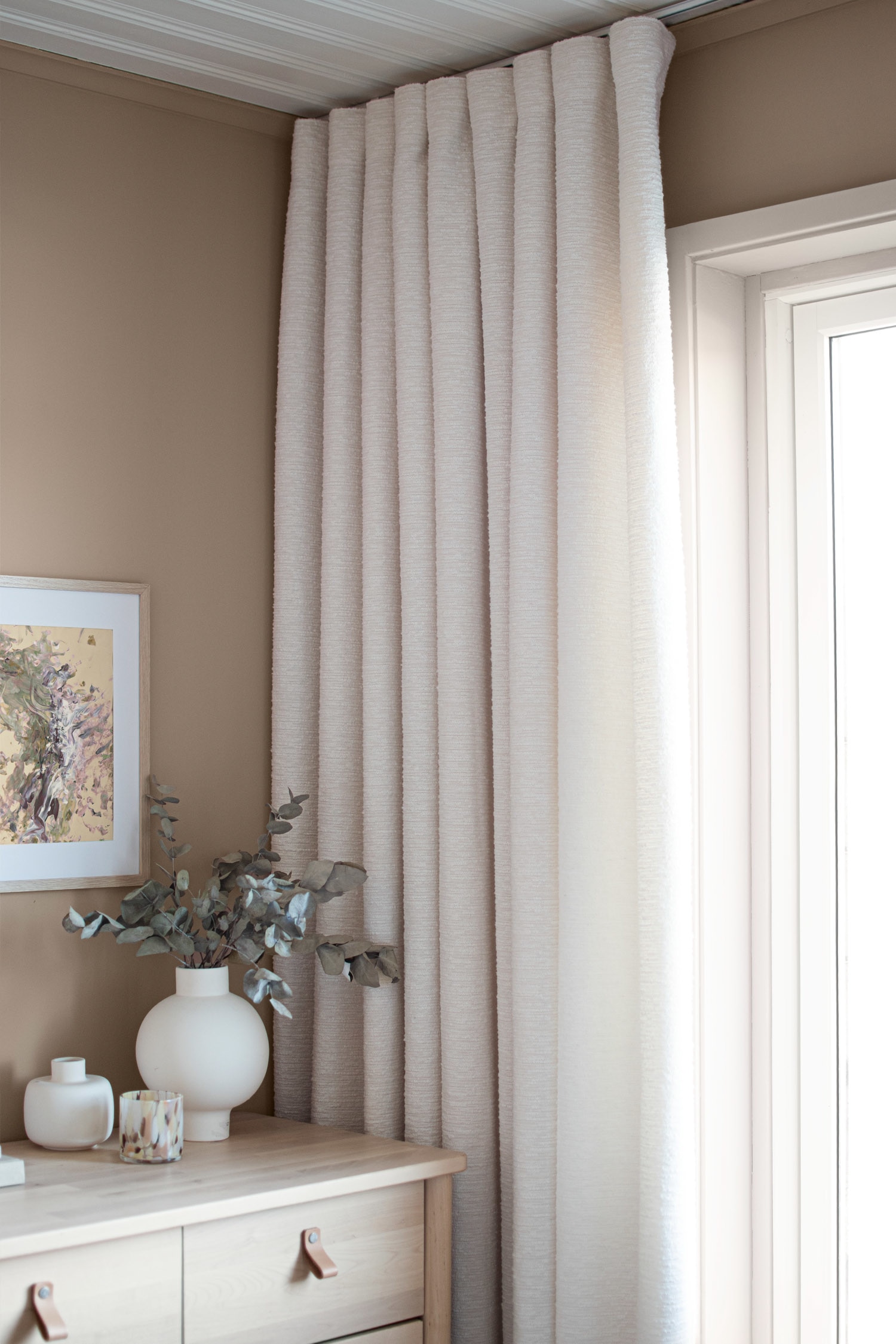 1 Pezzo Tende In Tessuto Bouclé Tenda Hilma - Bianco/Grigio Chiaro/Talpa