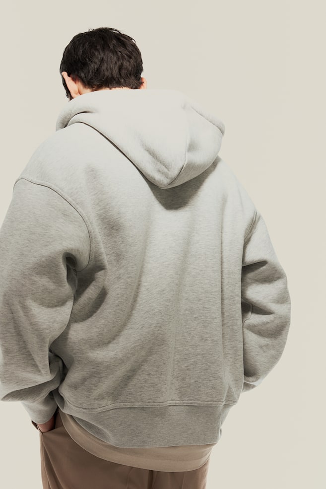 Oversized Fit Zip-through hoodie - Light grey marl/Beige/Black/White - 5