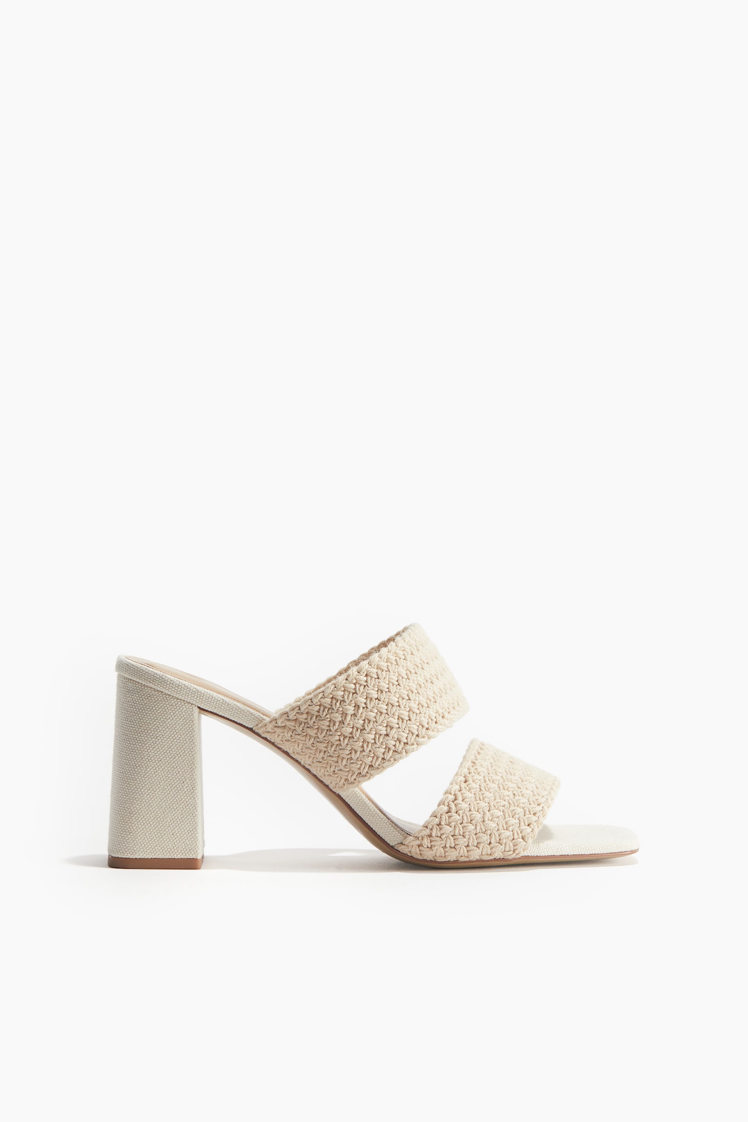 Braided Sandals with Heel - Light beige - 1