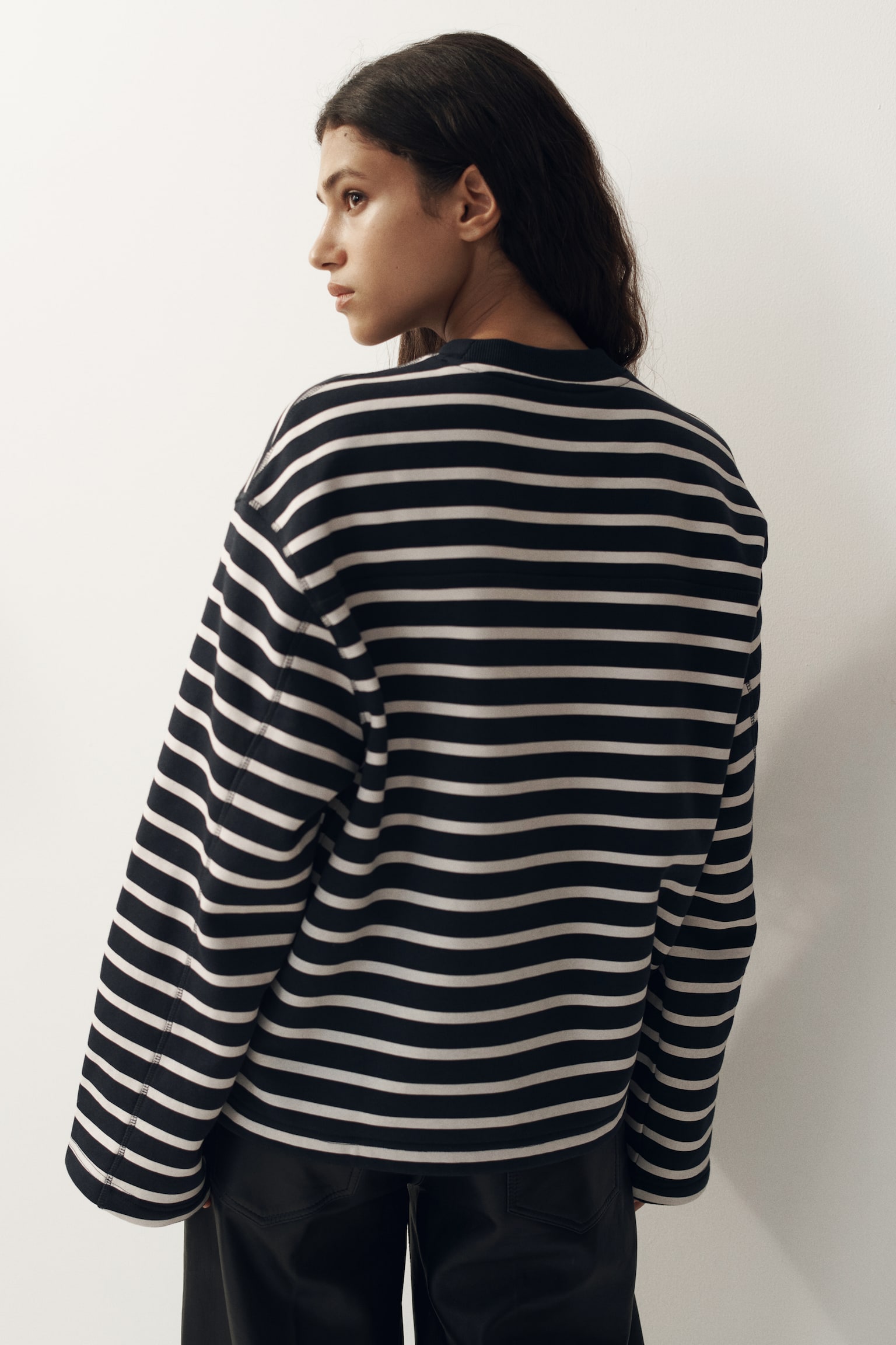 Oversized sweatshirt - Dark blue/Striped - 5