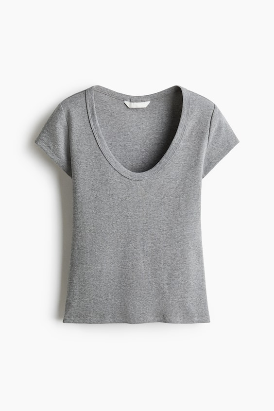 Женские футболки H&M Ribbed Scoop-Neck T-Shirt