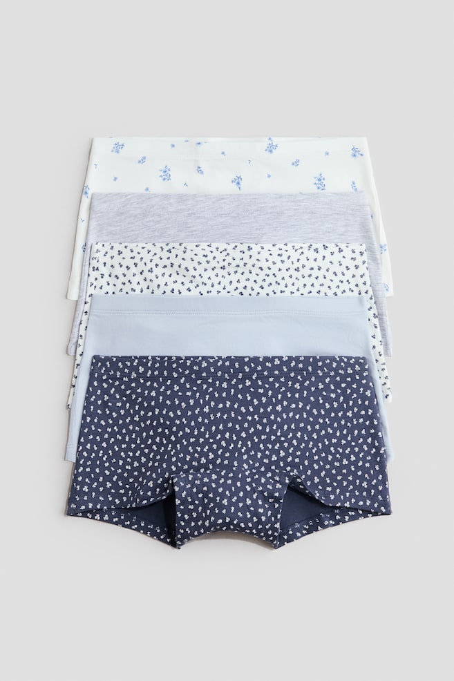 Pack de 5 bragas bóxer de algodón - Azul/Floral/Rosa empolvado claro/Floral/Gris/Lazos/Negro/Blanco/Rosa - 1