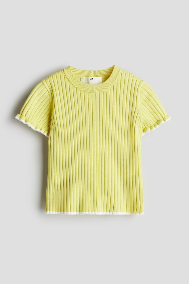 Top in maglia a coste - Giallo chiaro - 1