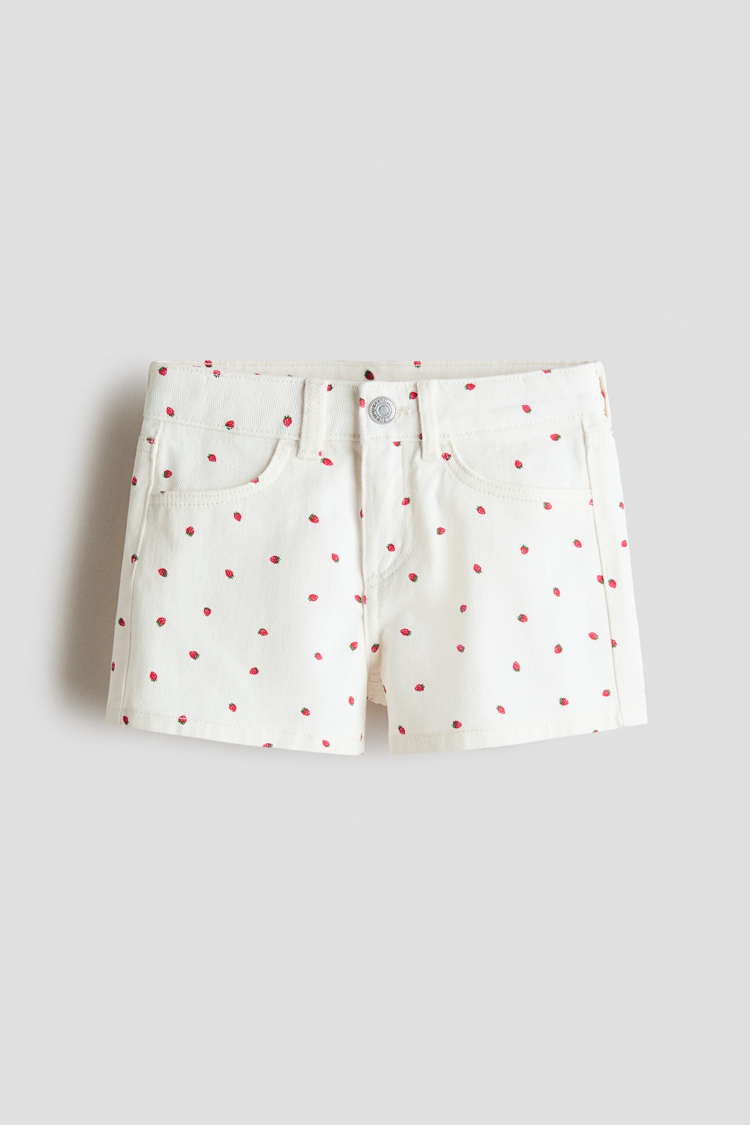 Jeansshorts-Weiß/Erdbeeren - 1
