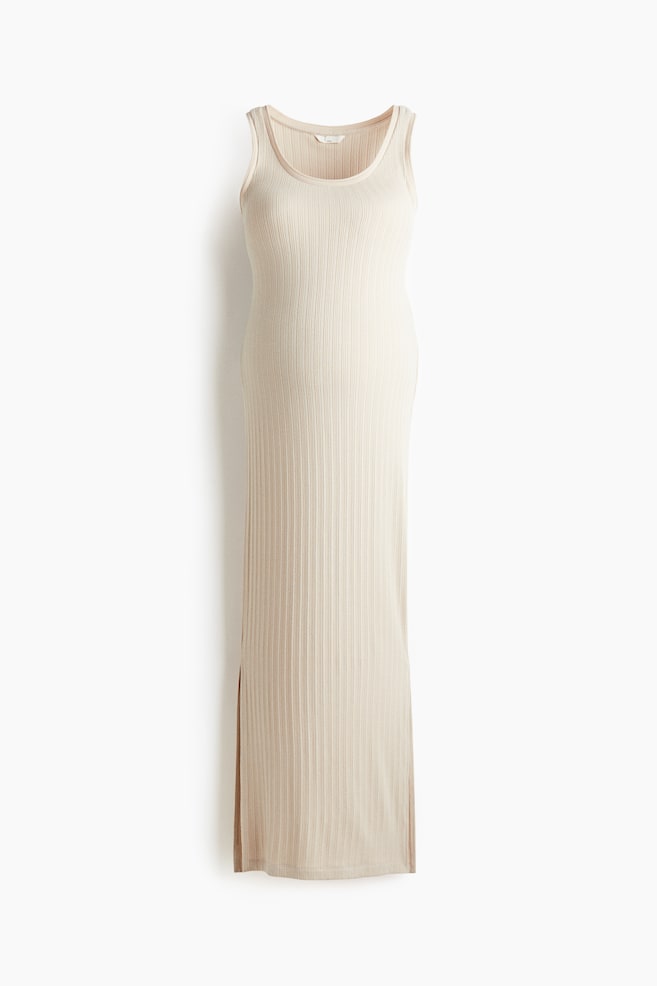 MAMA Abito in maglia a coste - Beige chiaro - 1