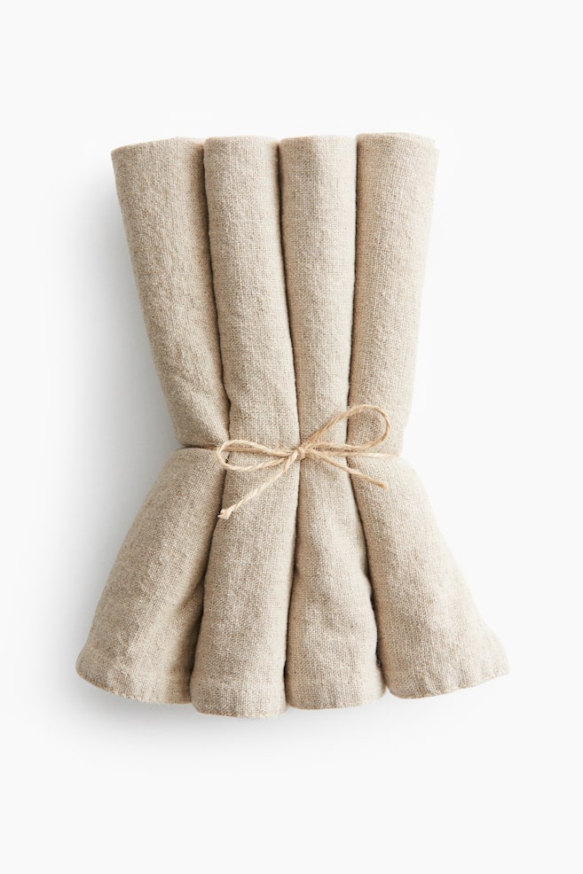 4-Pack Linen-Blend Napkins - Beige - 1