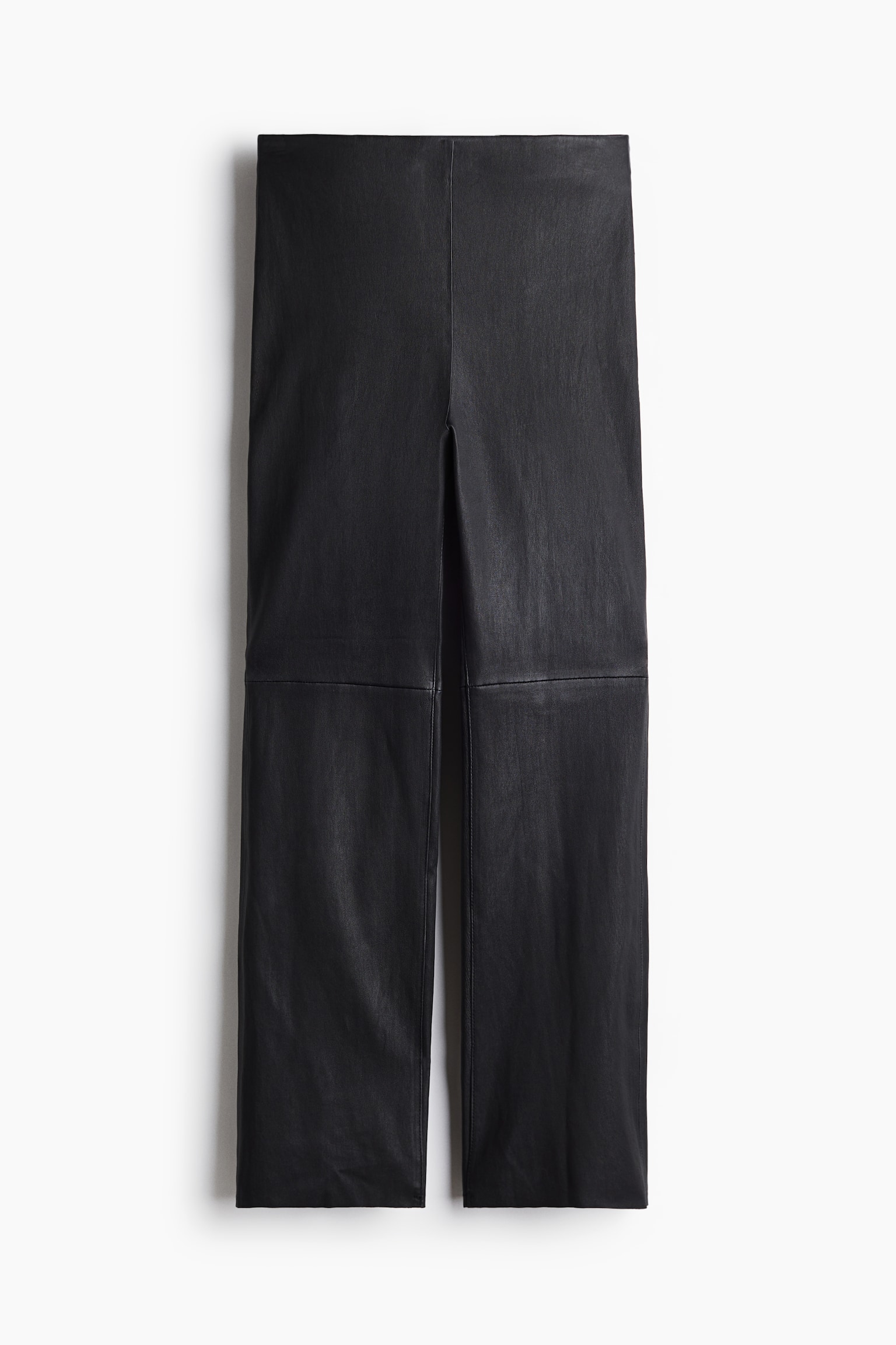 Straight leather trousers - Black/Dark brown - 2