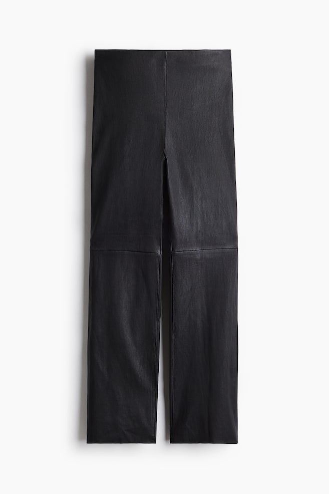 Straight leather trousers - Black - 1