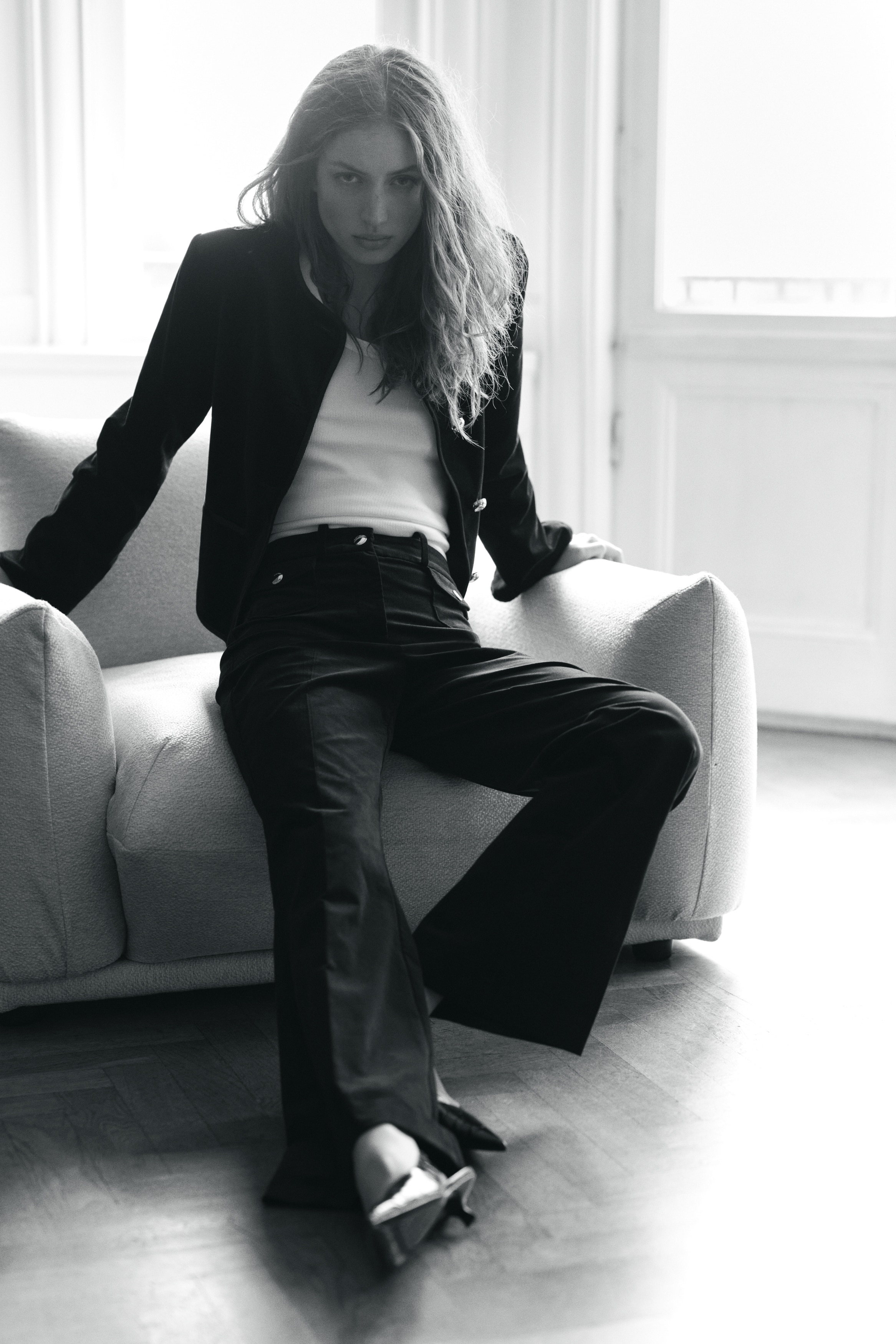 Flared velvet trousers