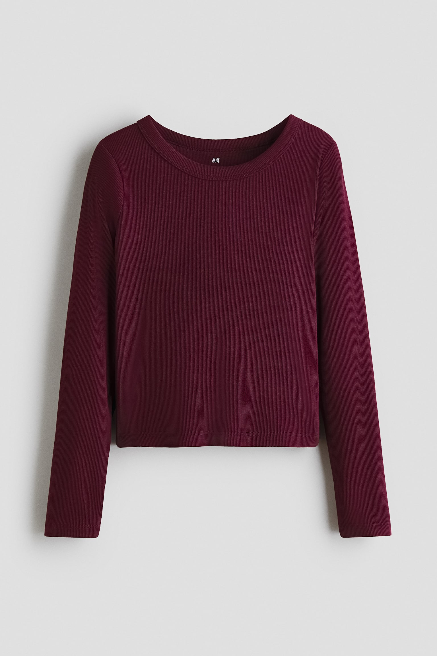 Ribbed Cotton Top - Dark red/Black