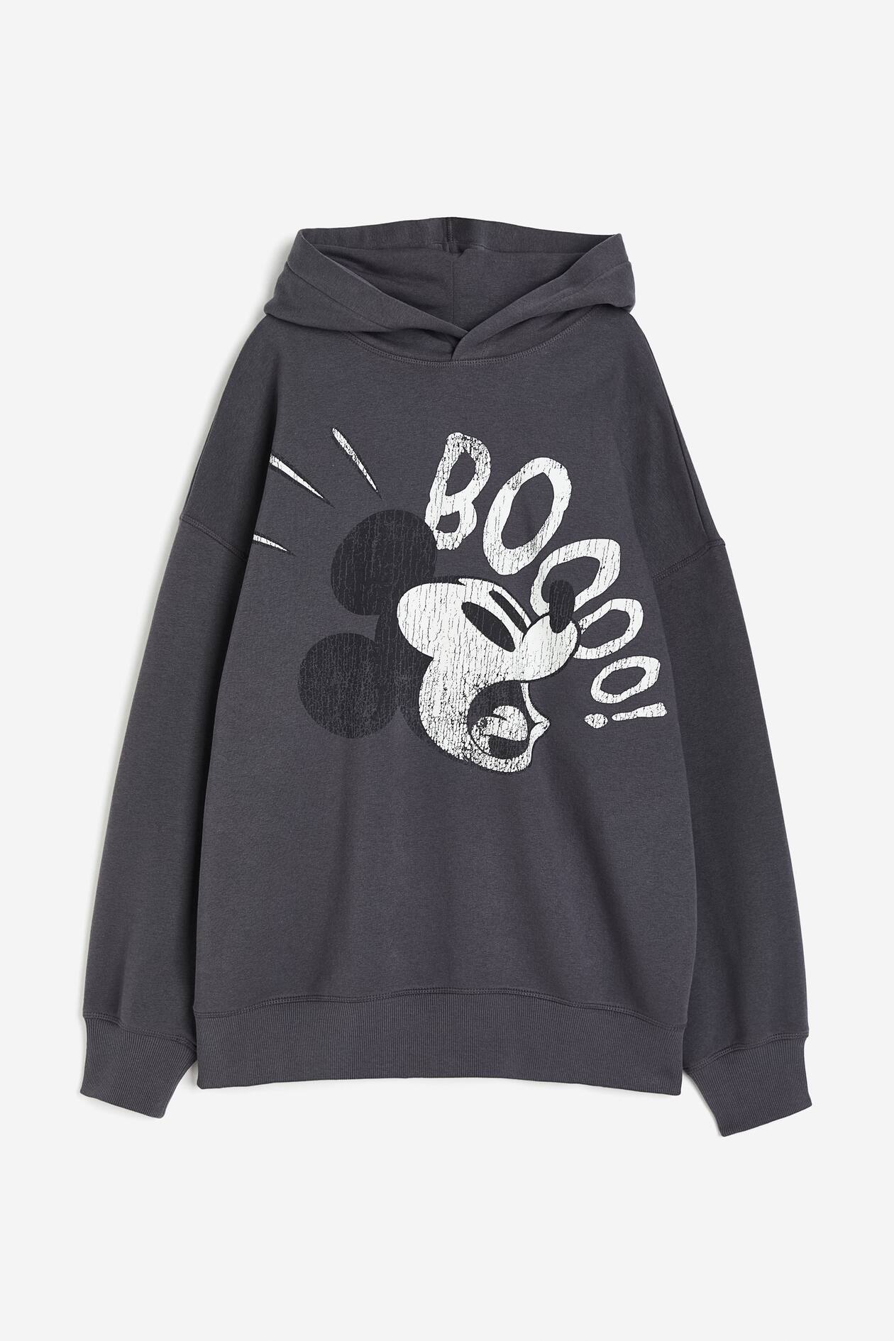 Oversized Printed Hoodie - Dark gray/Mickey Mouse - Ladies | H&M US