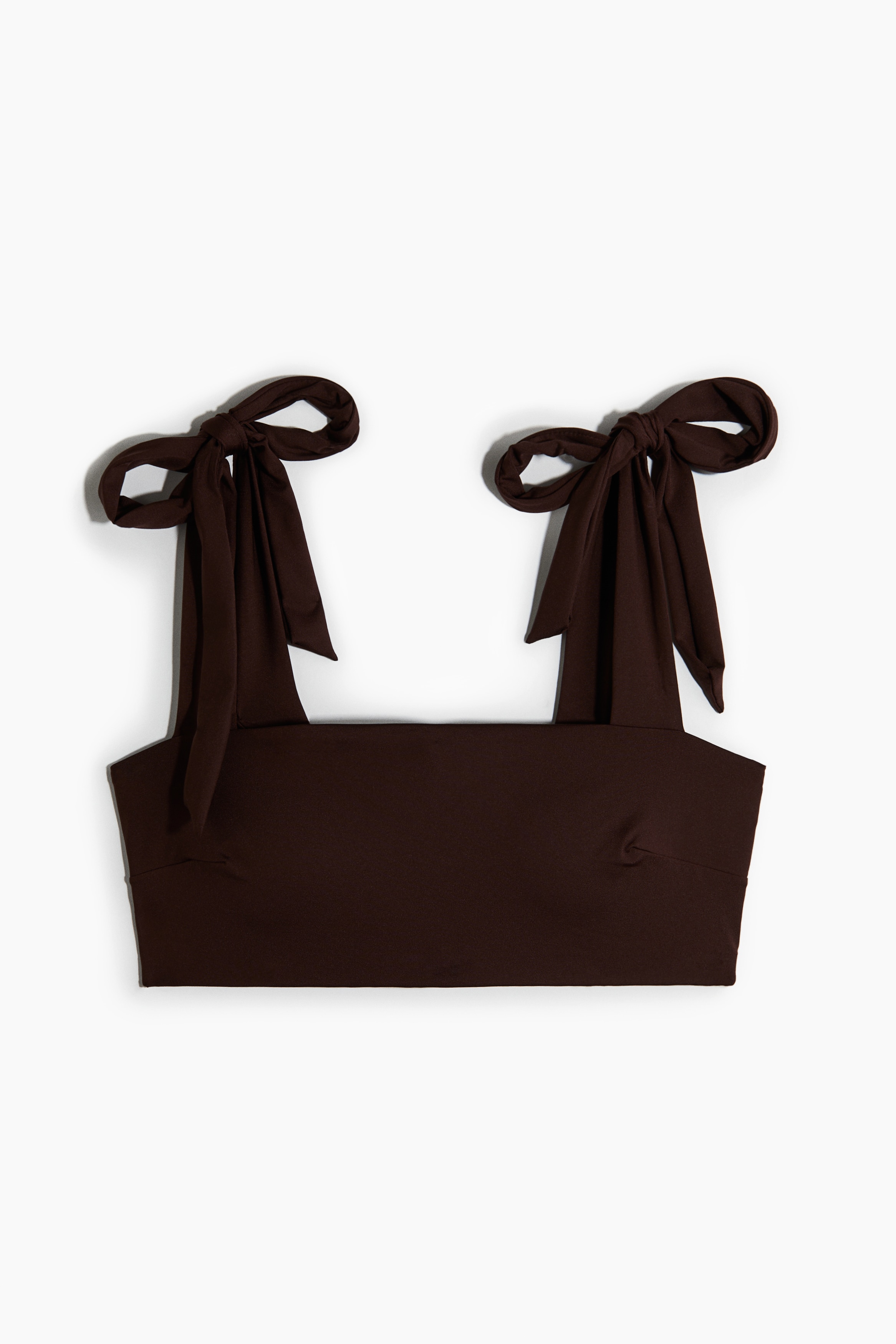 Padded Tie-strap bikini top - Dark brown/Dark brown/Cream