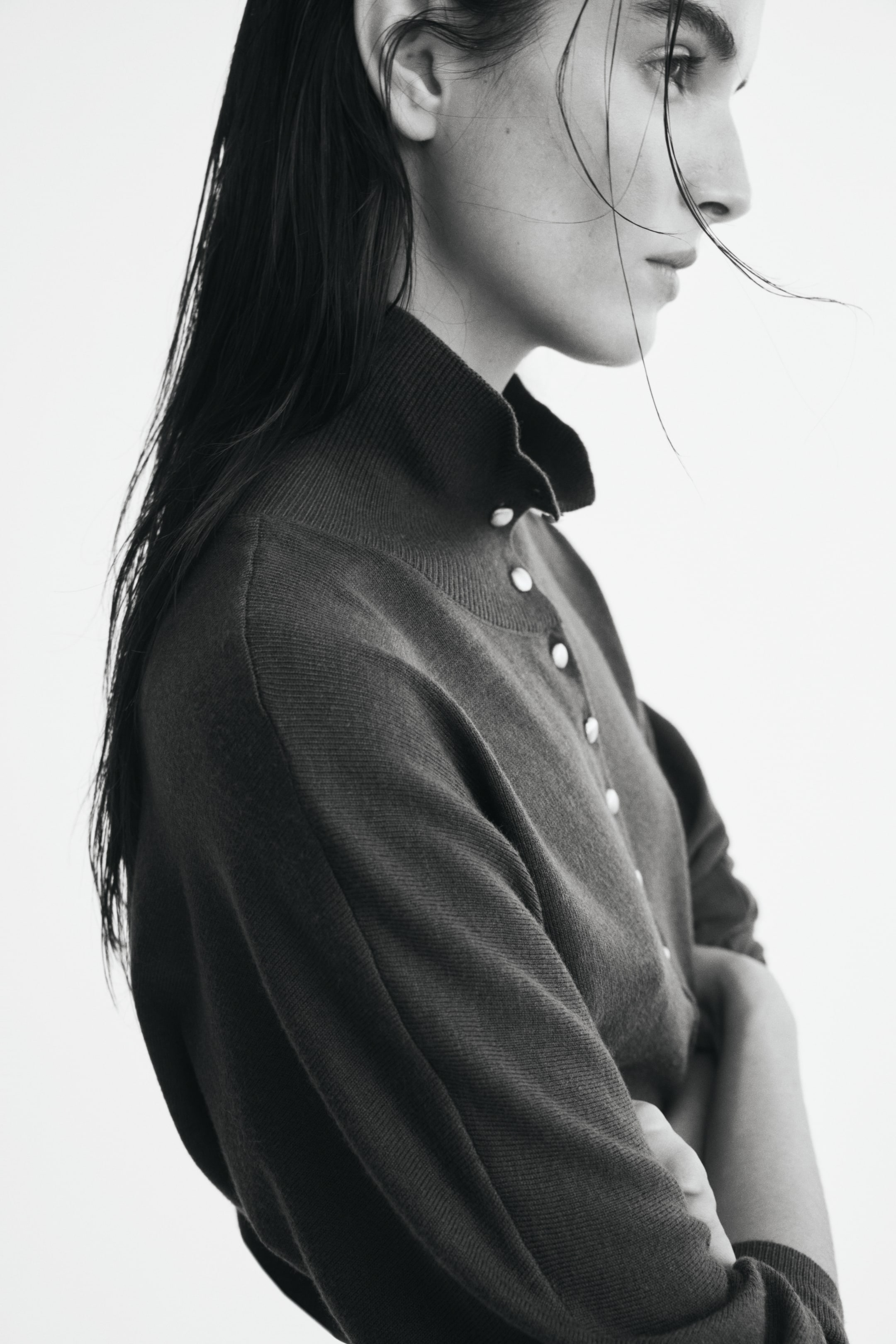 Fine-Knit Mock Turtleneck Sweater