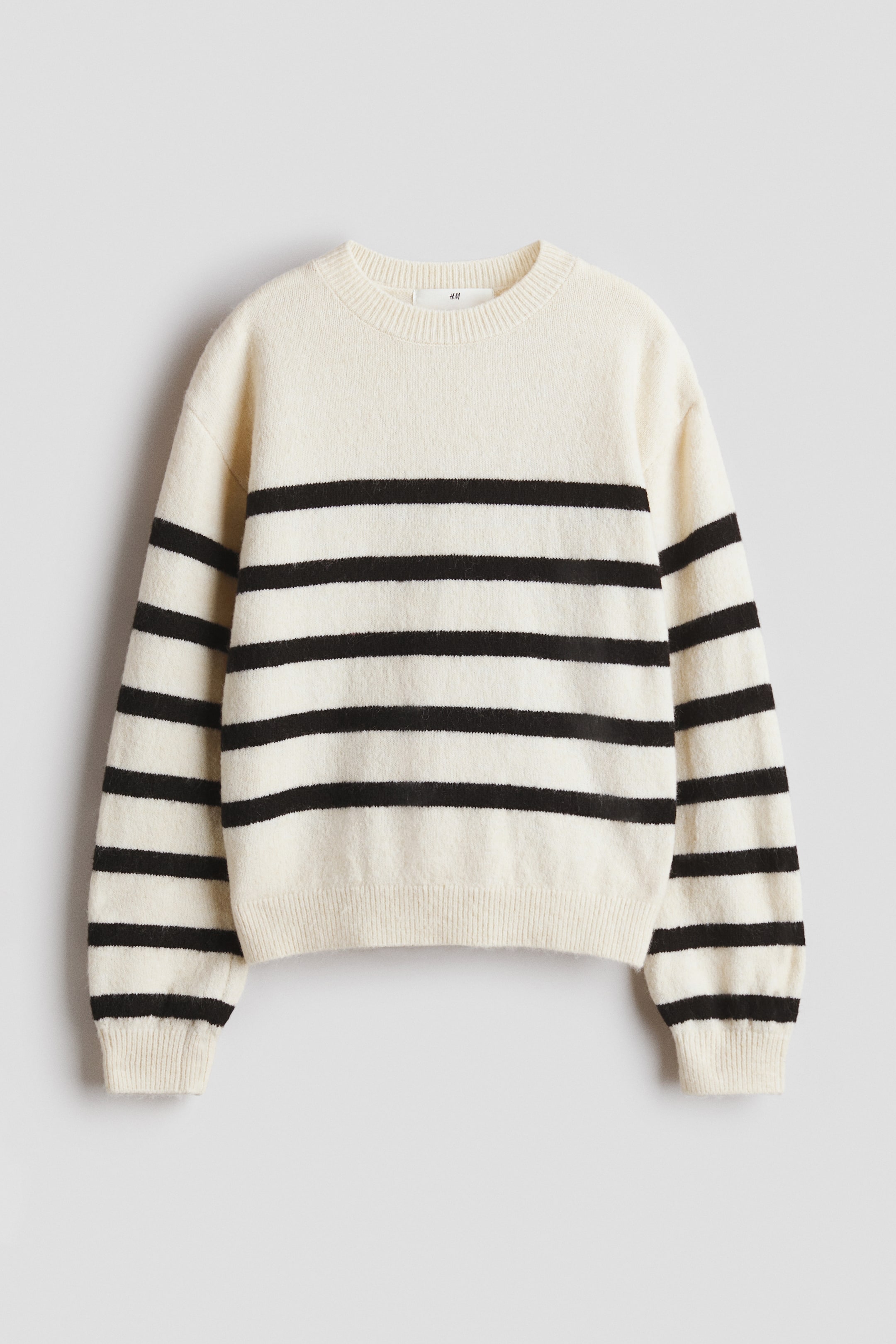 View larger image: Knitted jumper - Light beige/Black striped - Kids | H&M IN 1