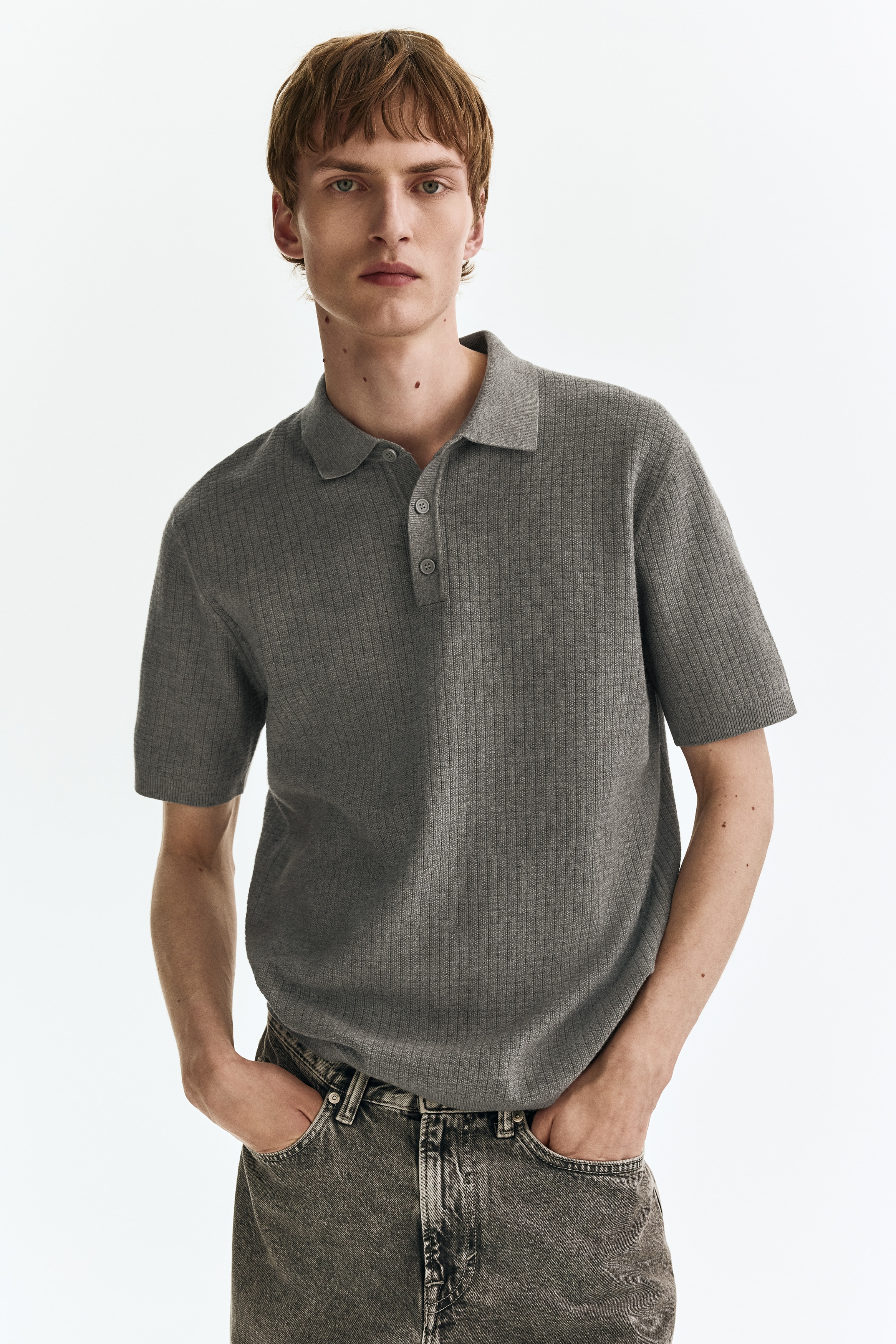 Regular Fit Tekstüre Triko Polo TişörtModel
