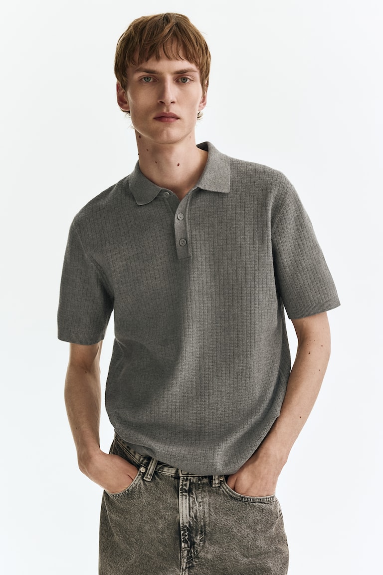 Polo majica od reljefnog pletiva Regular Fit
