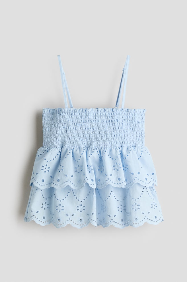 Tiered cotton top - Light blue/White/Light yellow - 1