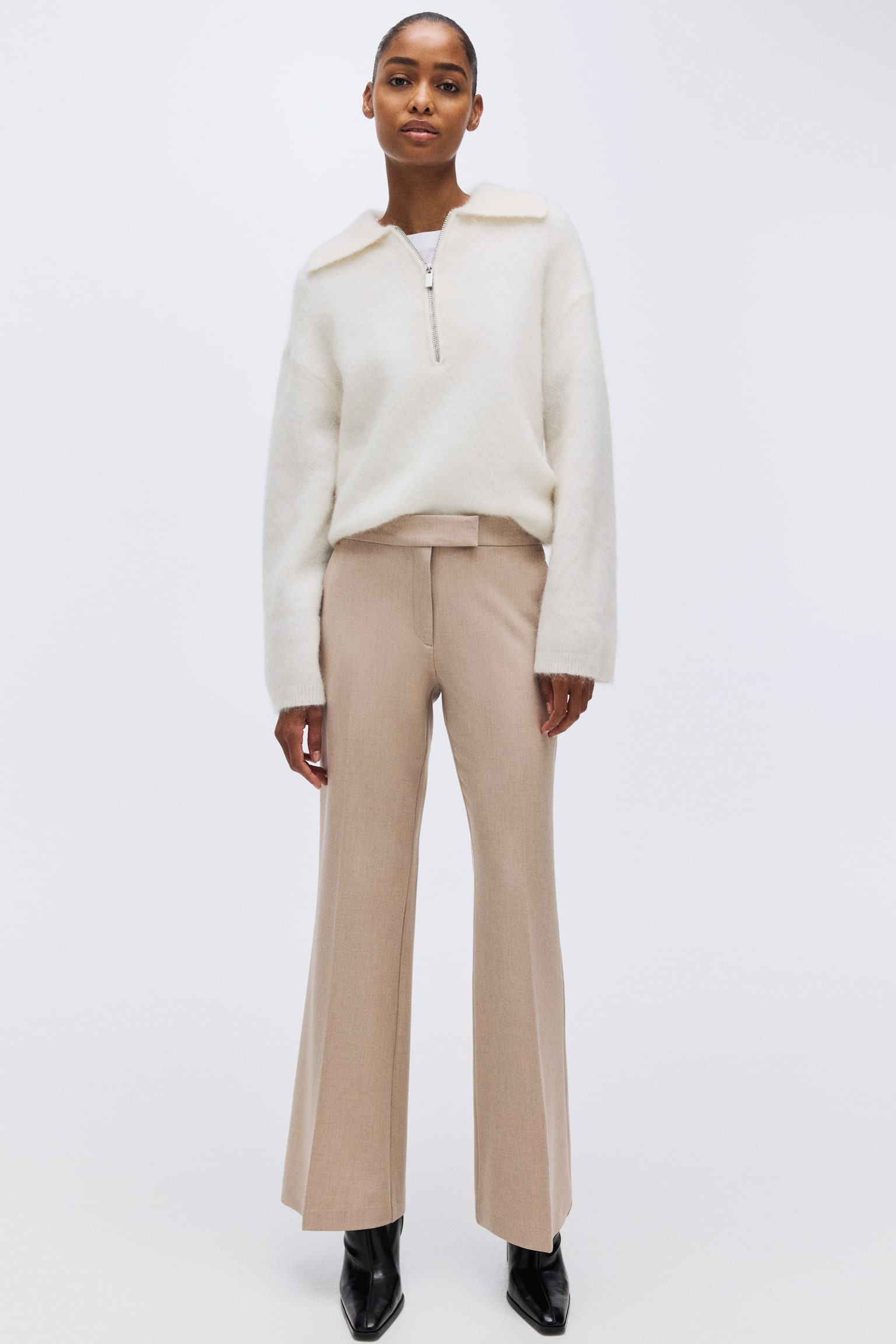 Bukser med svaj - Lys beige/Sort/Mørk rustbrun - 8