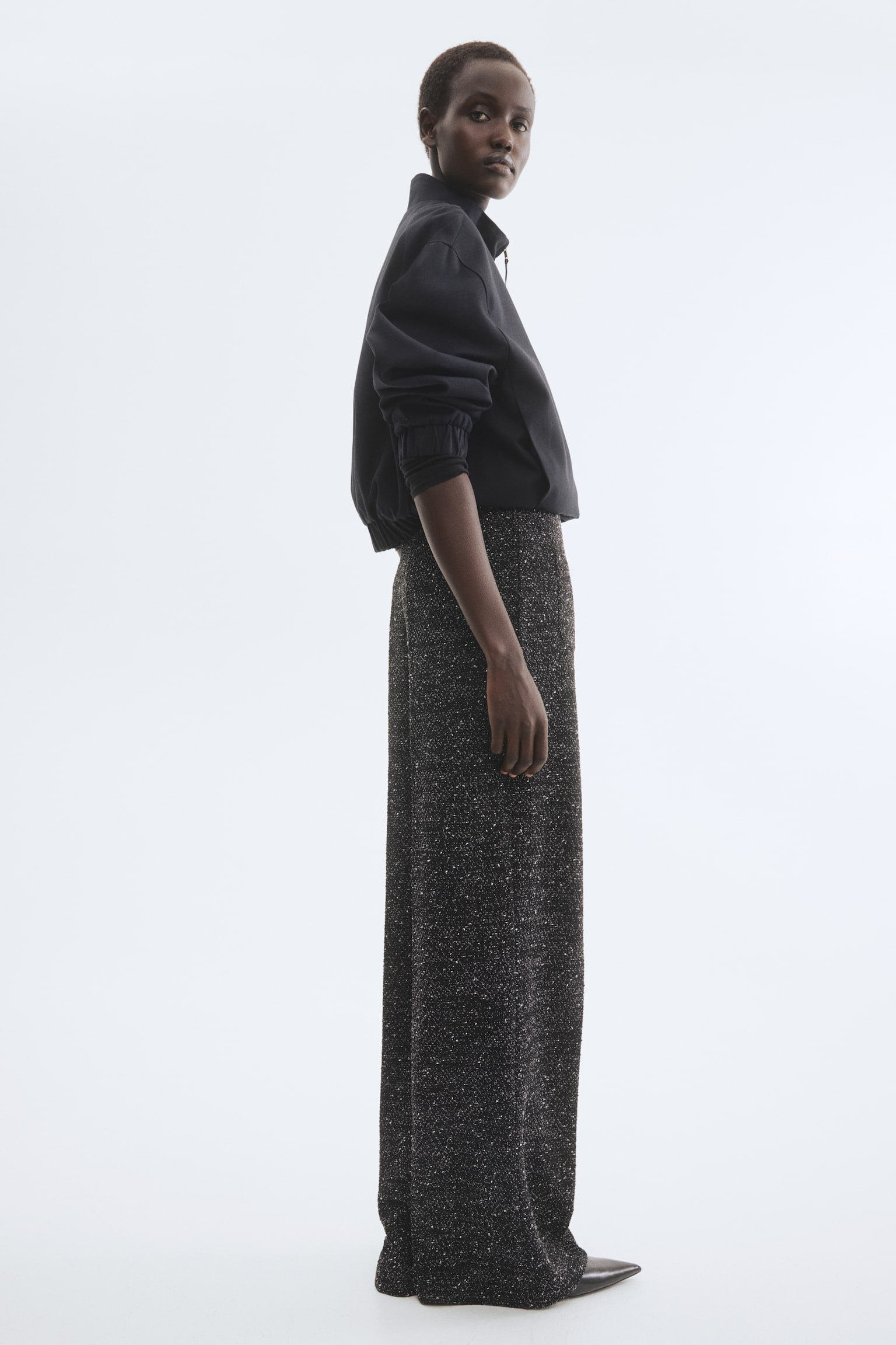 Pantalón con piernas rectas - Negro jaspeado/Negro/Café oscuro - 3
