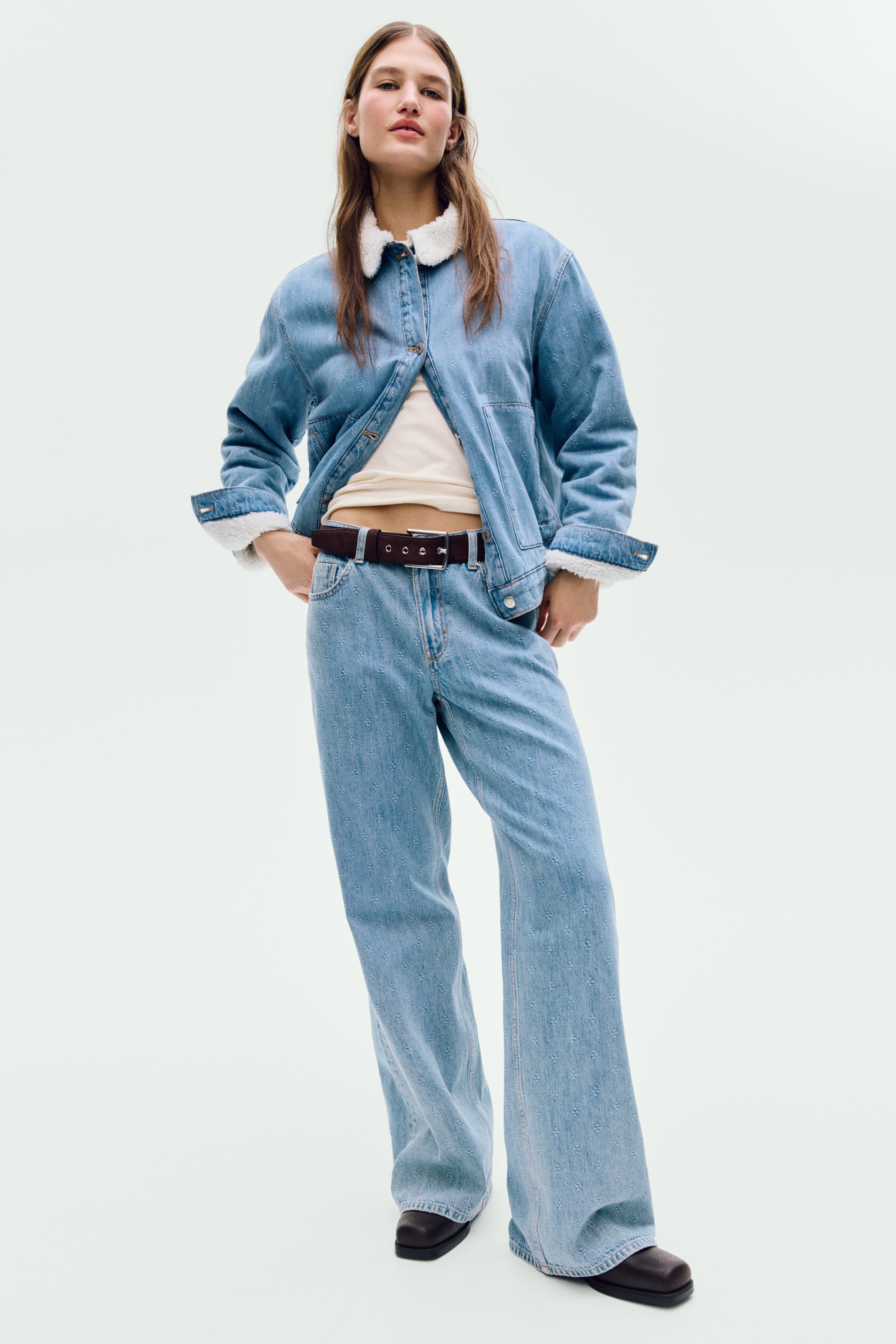 Wide High Waist Jeans - Μπλε denim