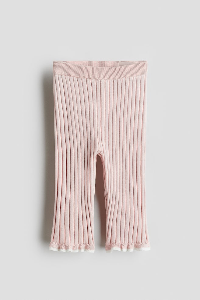 Rib-knit leggings - Light pink/White - 1