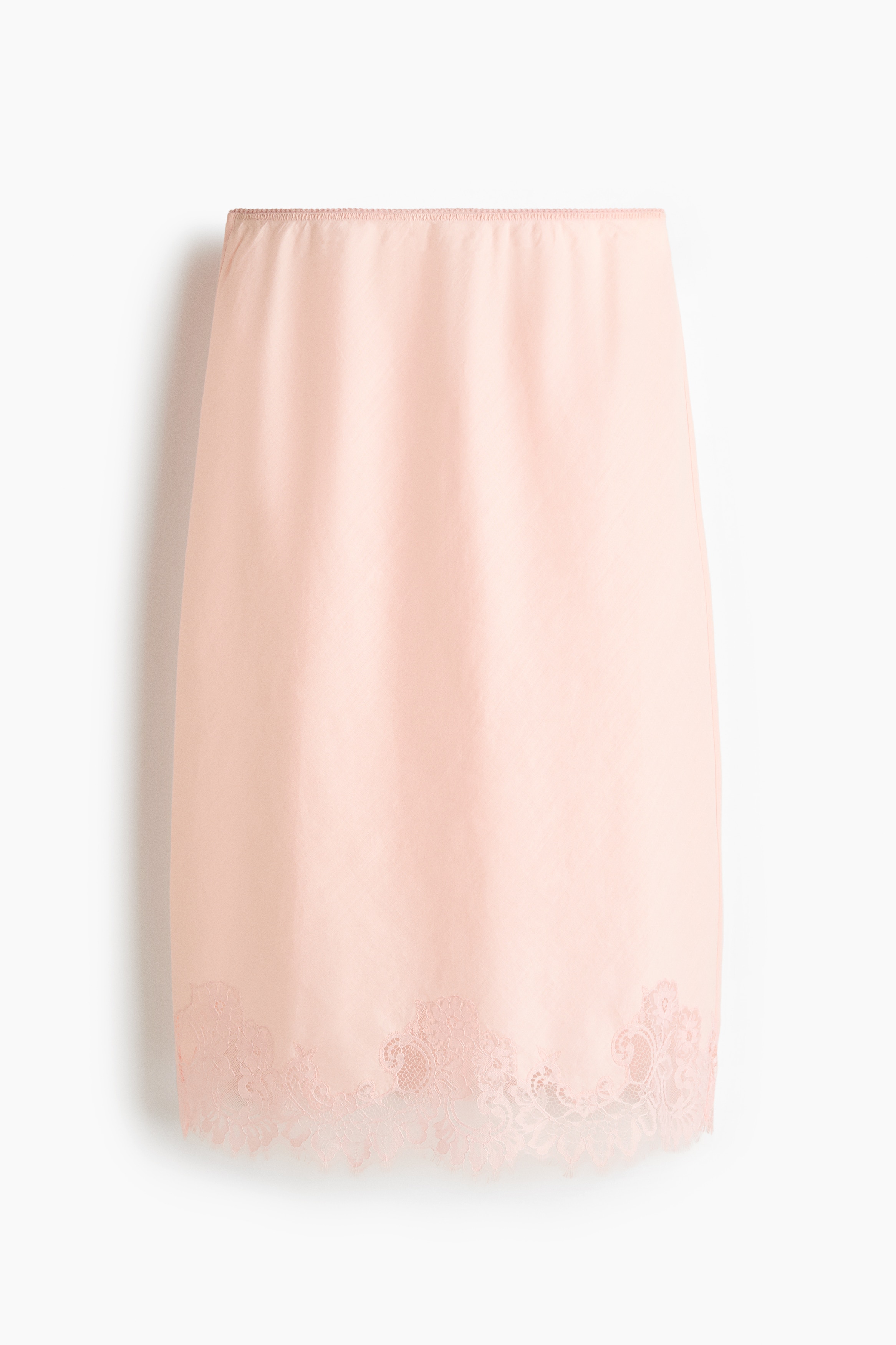 Lace-Trimmed Ramie Skirt - Light pink