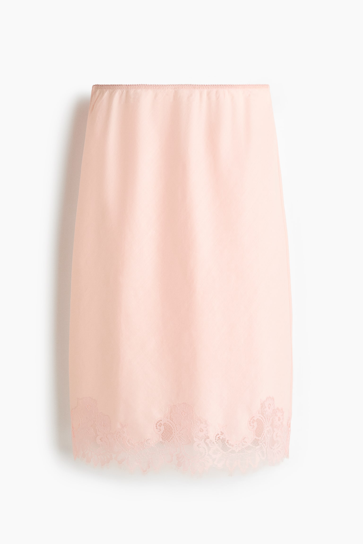 Nederdel i ramie med blondekant - Lys rosa - 1