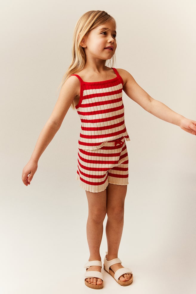 2-piece rib-knit set - Red/Striped - 4