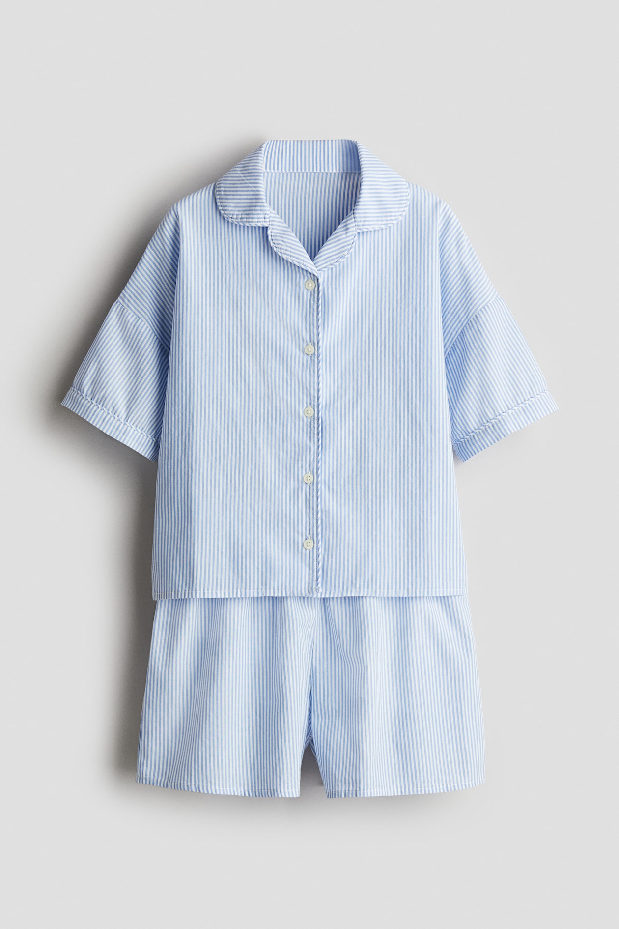 Cotton poplin pyjamas - Light blue/White striped - Kids | H&M SG