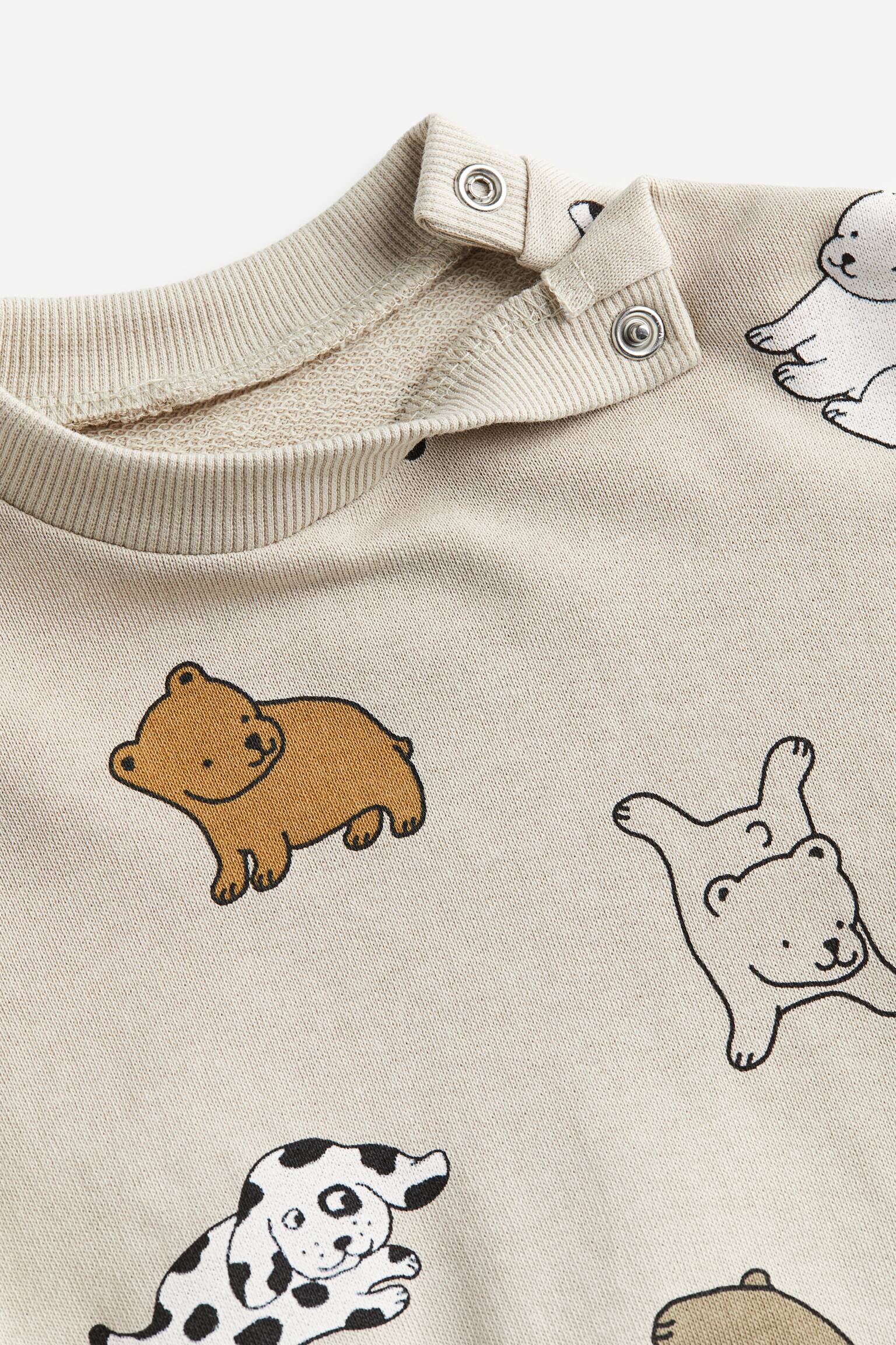 Áo nỉ cotton - Màu be nhạt/Động vật - 2