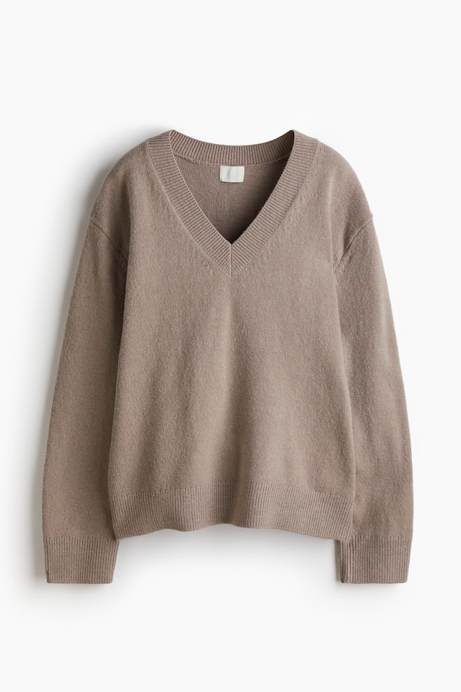 Oversized V-neck jumper - Light mole/Light yellow/Dark beige/Light beige - 1