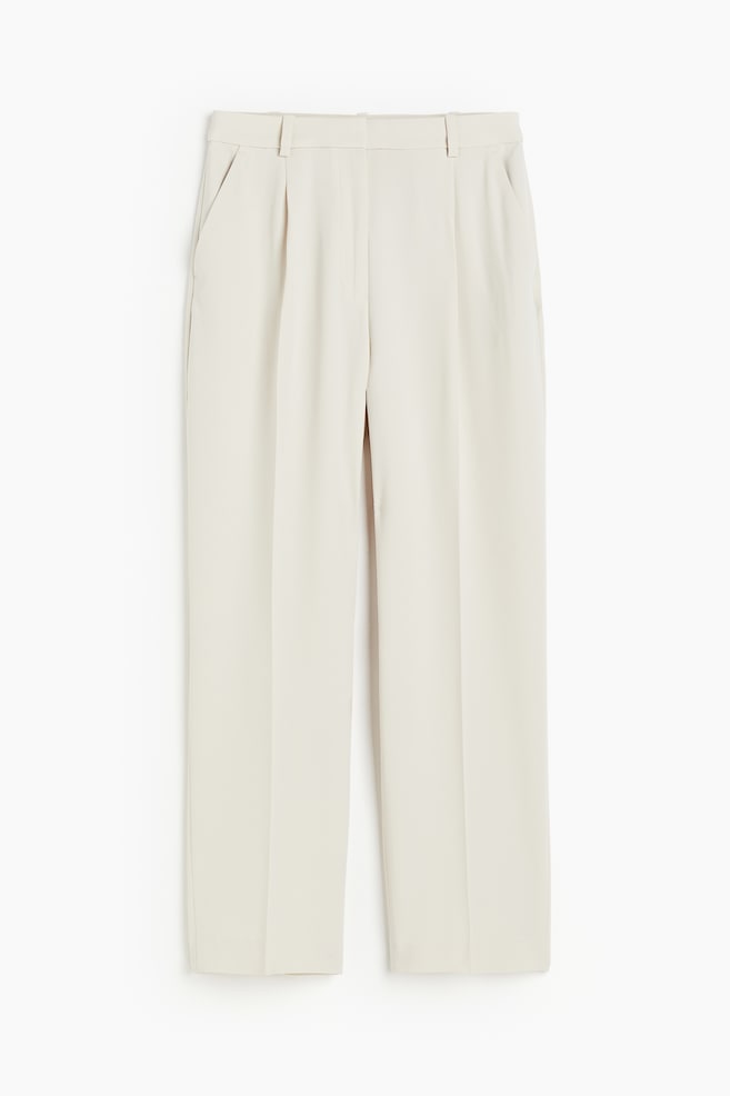 Wide crease-leg trousers - Light beige/Black/Beige - 2