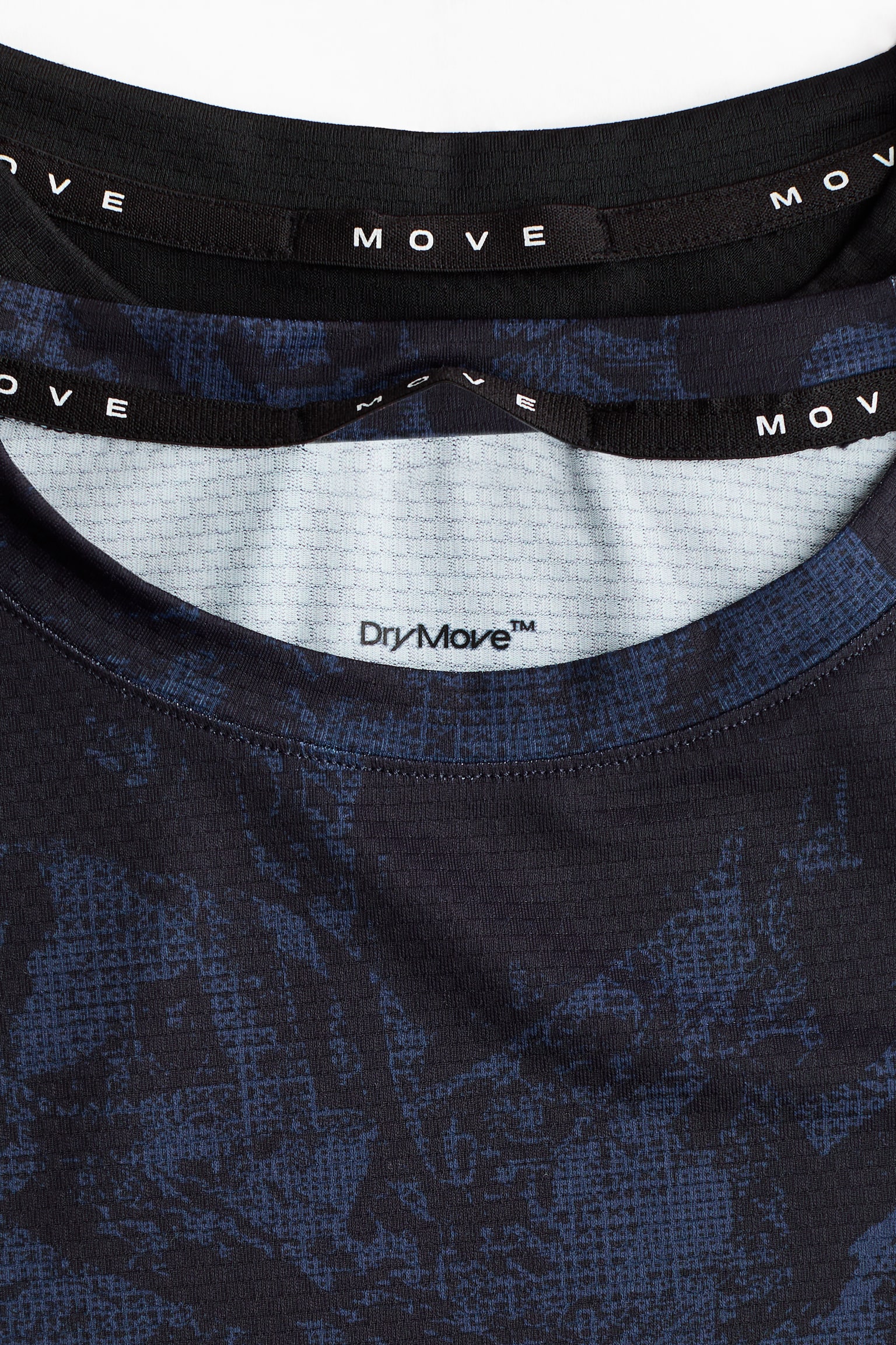 Детские рубашки H&M Move 2-Pack Sports with DryMove™, цвет: Чёрный / Синий — фото 2