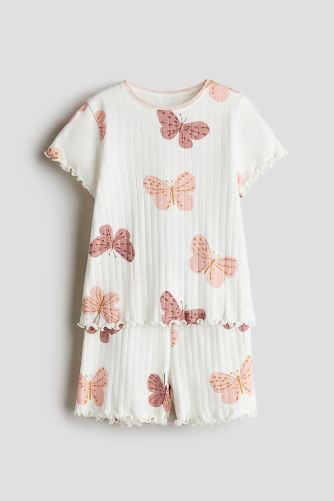 Pijama con diseño - Crema/Mariposas/Crema/Floreado - 1